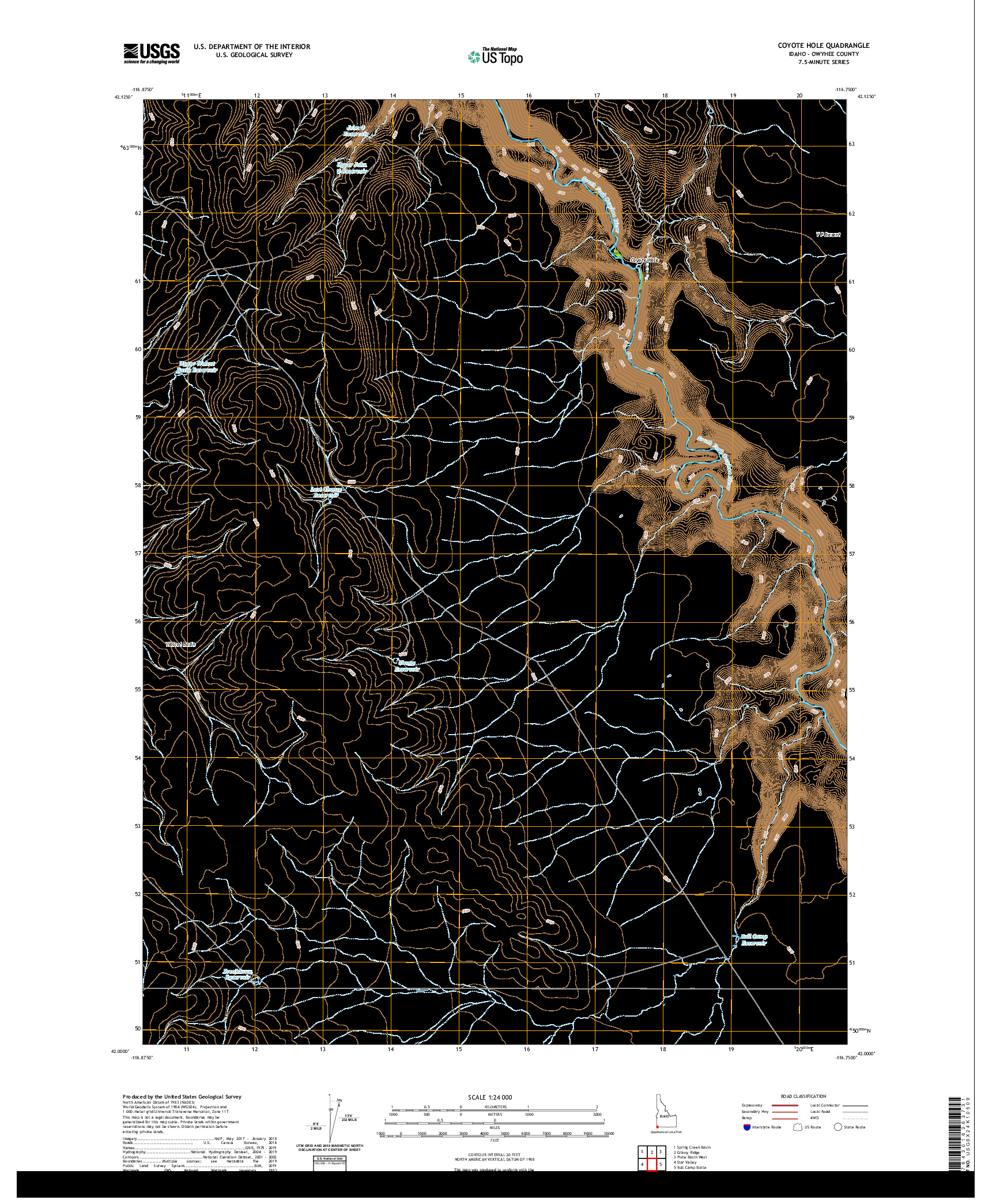 USGS US TOPO 7.5-MINUTE MAP FOR COYOTE HOLE, ID 2020
