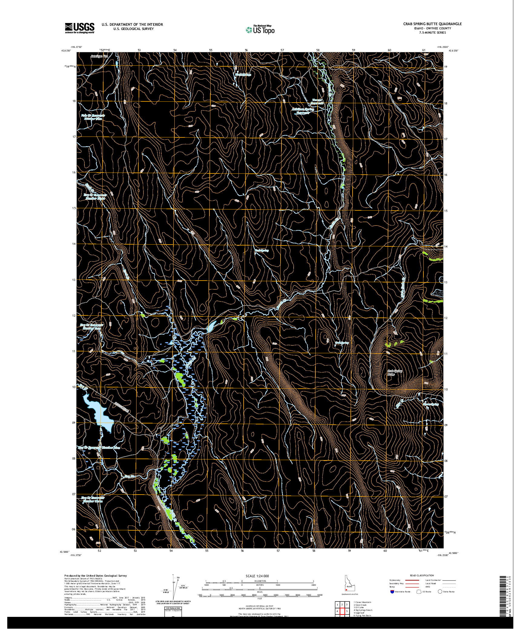 USGS US TOPO 7.5-MINUTE MAP FOR CRAB SPRING BUTTE, ID 2020