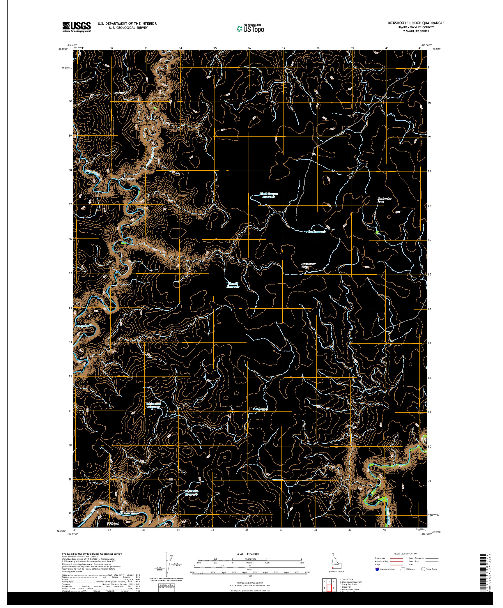 USGS US TOPO 7.5-MINUTE MAP FOR DICKSHOOTER RIDGE, ID 2020