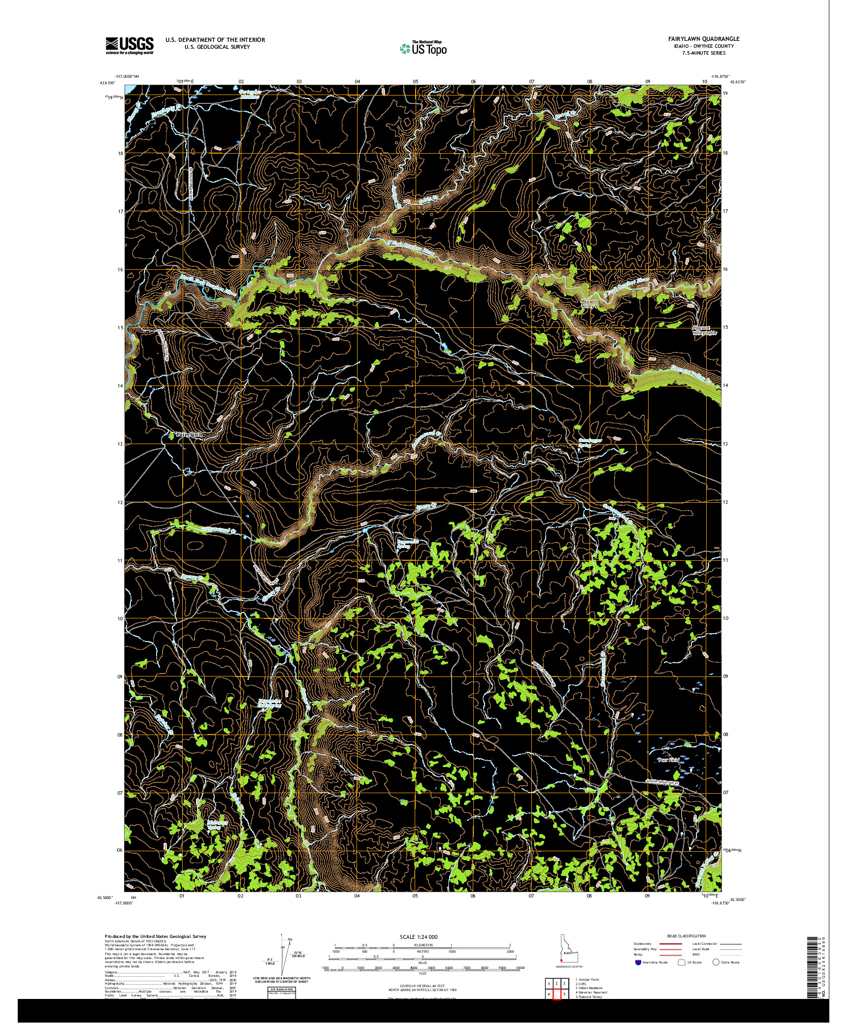 USGS US TOPO 7.5-MINUTE MAP FOR FAIRYLAWN, ID 2020