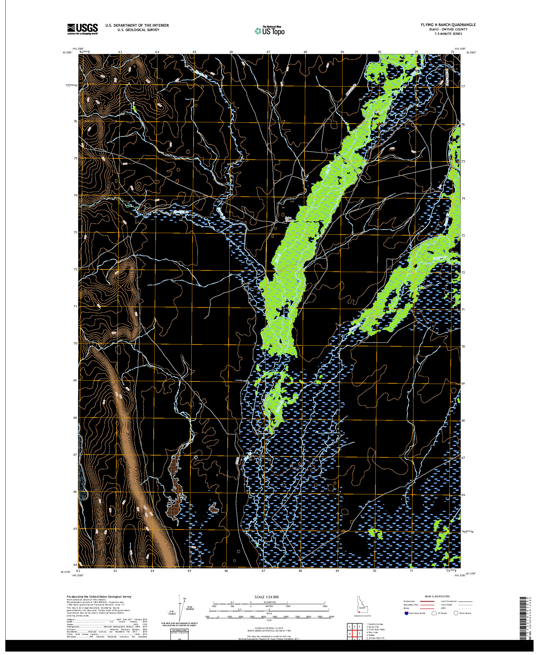 USGS US TOPO 7.5-MINUTE MAP FOR FLYING H RANCH, ID 2020