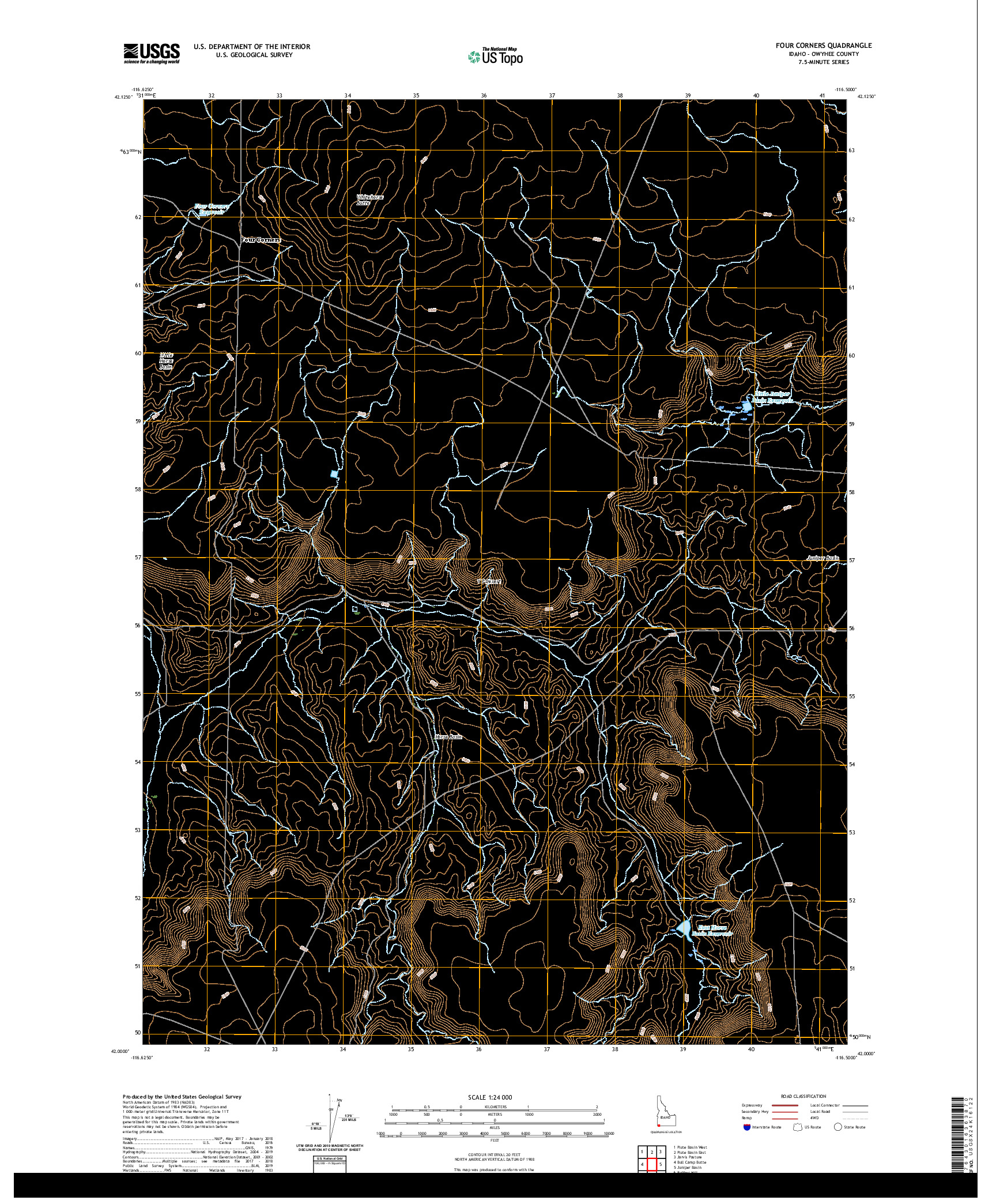USGS US TOPO 7.5-MINUTE MAP FOR FOUR CORNERS, ID 2020