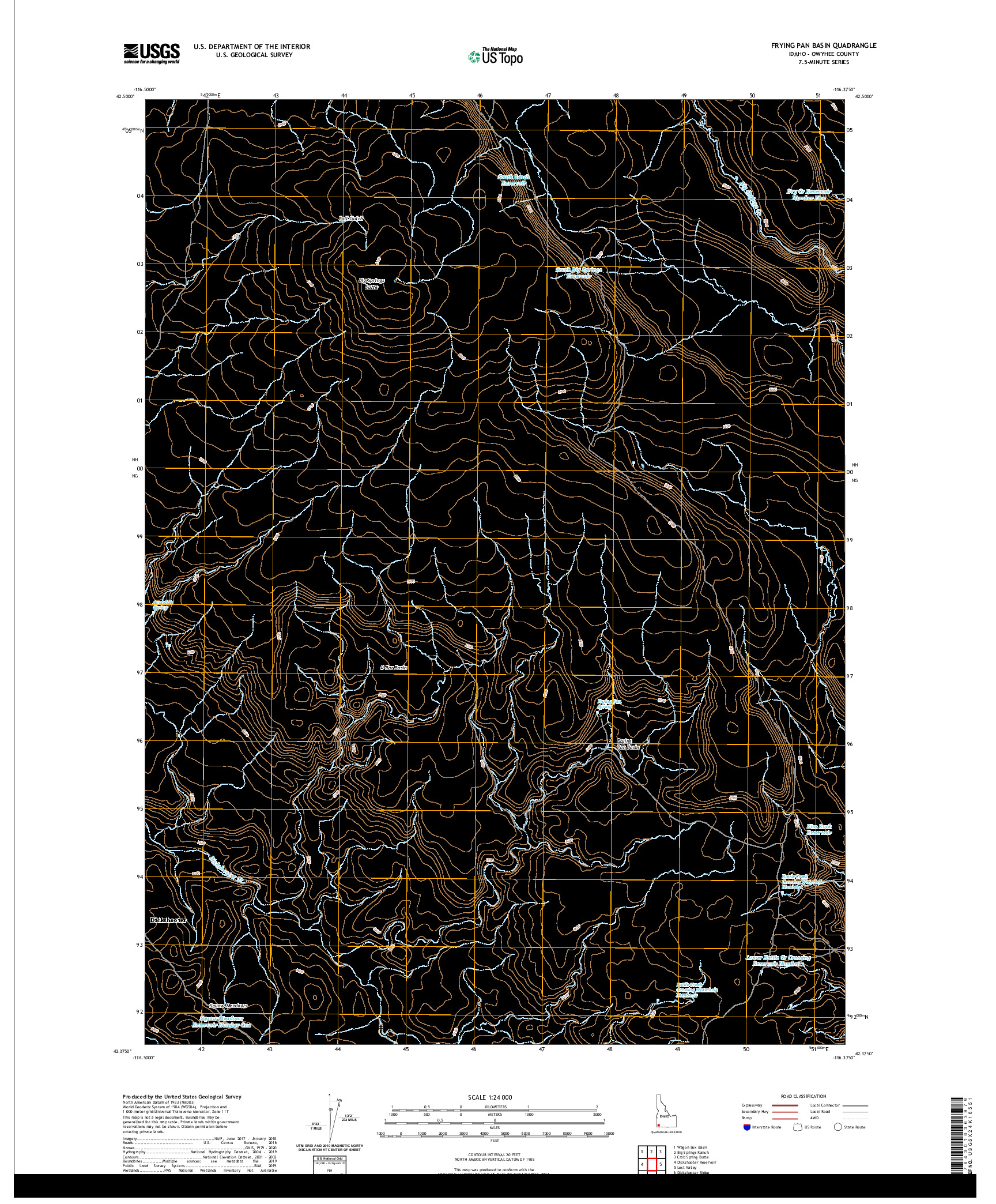 USGS US TOPO 7.5-MINUTE MAP FOR FRYING PAN BASIN, ID 2020