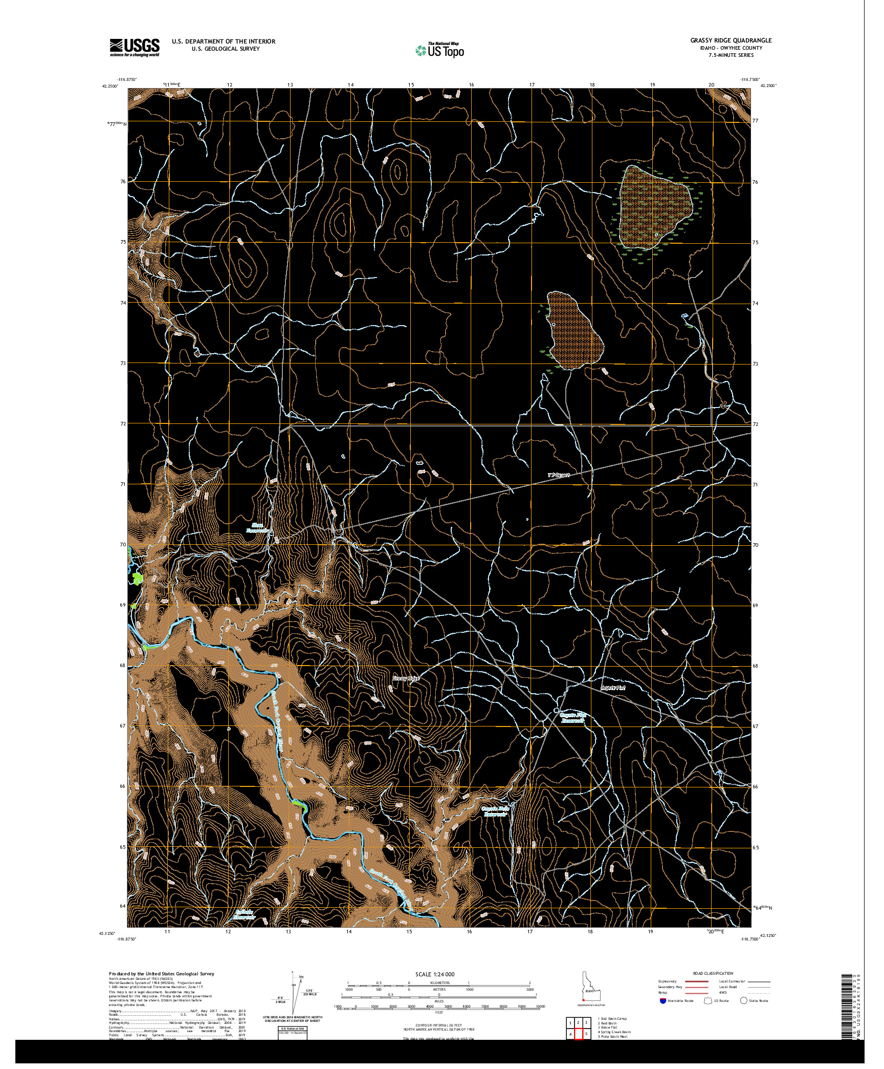 USGS US TOPO 7.5-MINUTE MAP FOR GRASSY RIDGE, ID 2020