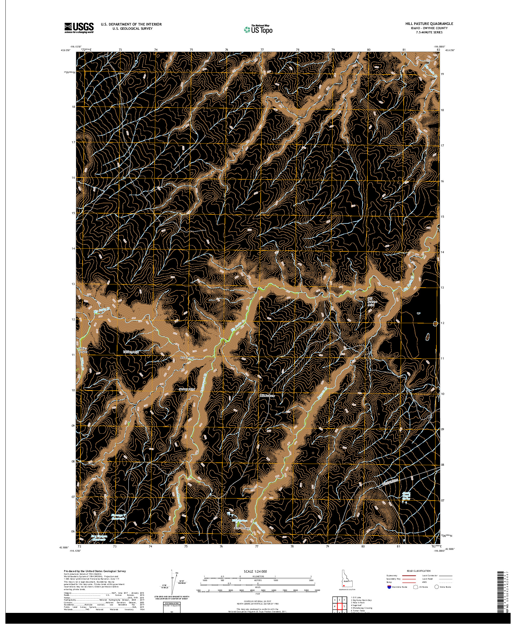 USGS US TOPO 7.5-MINUTE MAP FOR HILL PASTURE, ID 2020