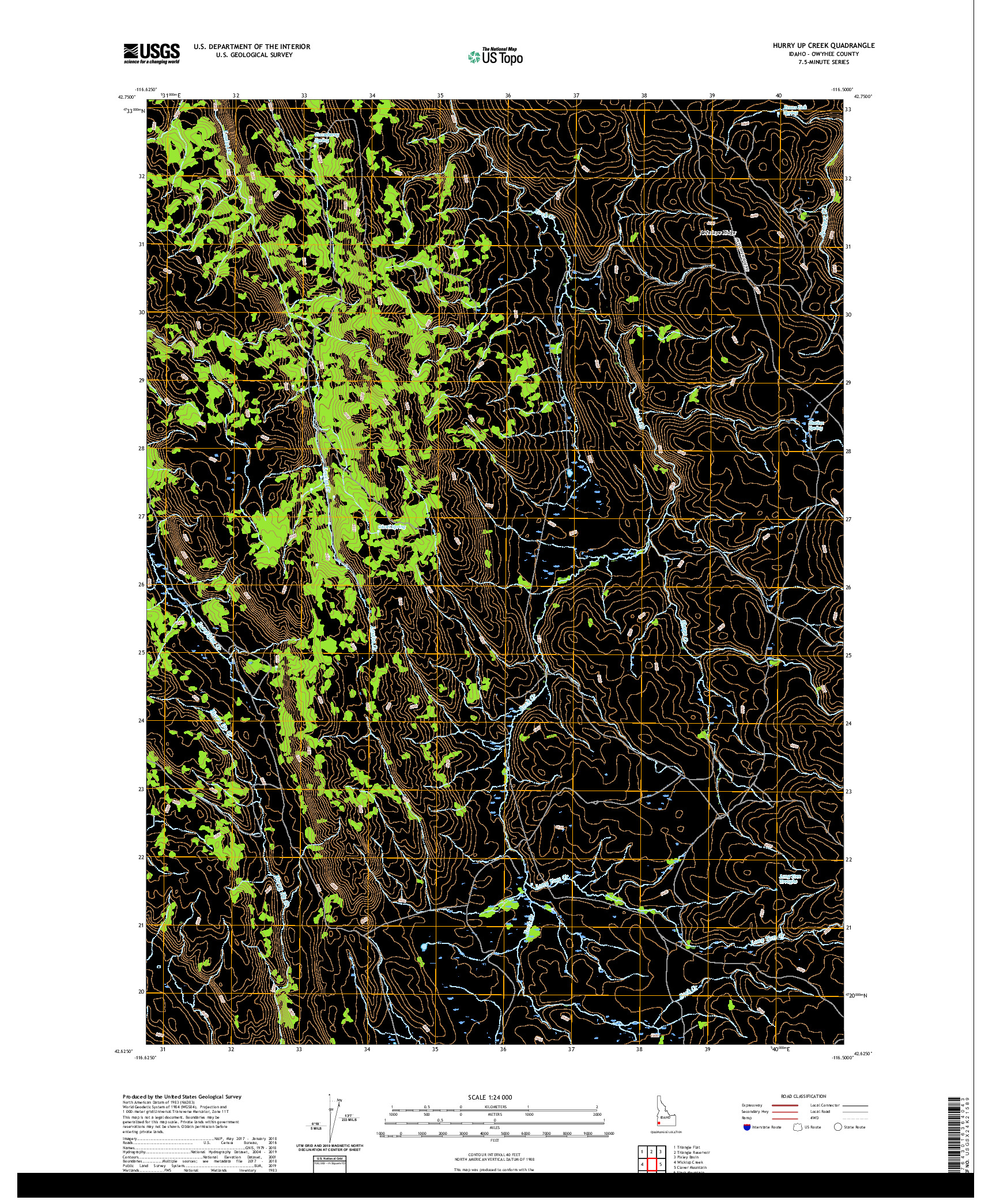 USGS US TOPO 7.5-MINUTE MAP FOR HURRY UP CREEK, ID 2020