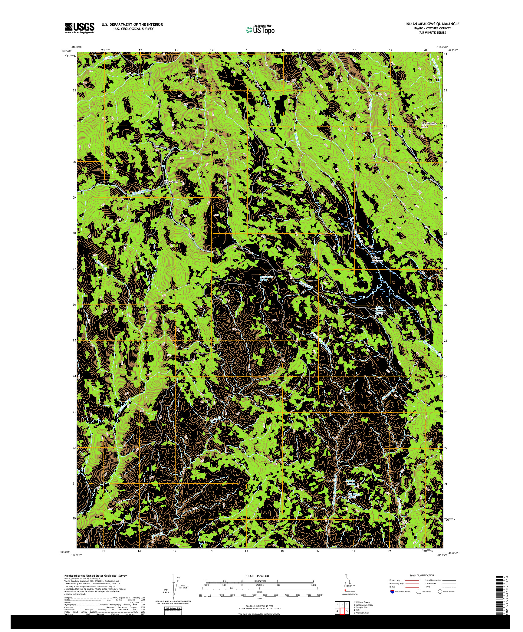 USGS US TOPO 7.5-MINUTE MAP FOR INDIAN MEADOWS, ID 2020