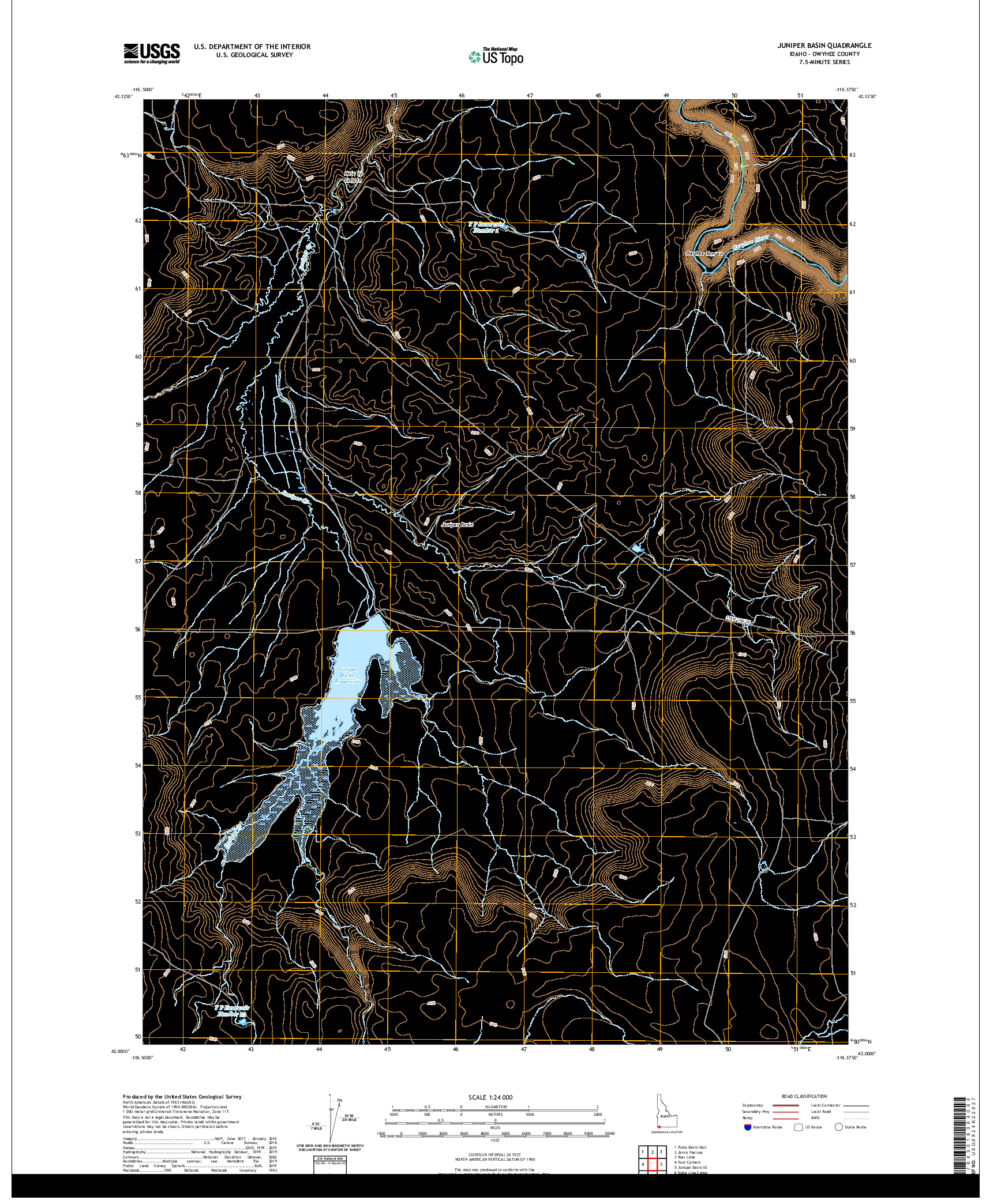 USGS US TOPO 7.5-MINUTE MAP FOR JUNIPER BASIN, ID 2020