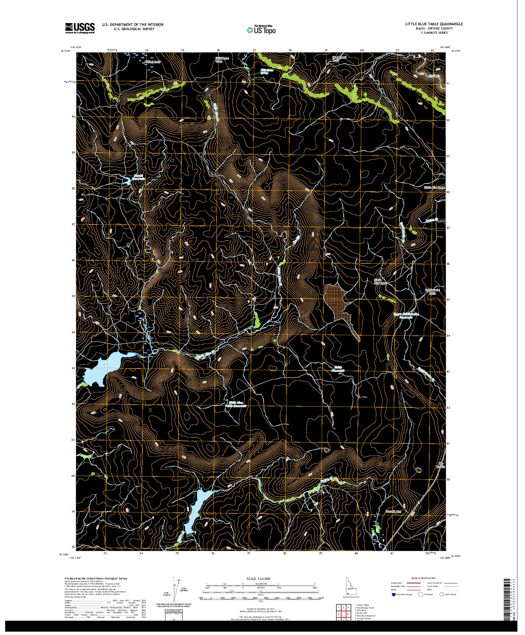 USGS US TOPO 7.5-MINUTE MAP FOR LITTLE BLUE TABLE, ID 2020