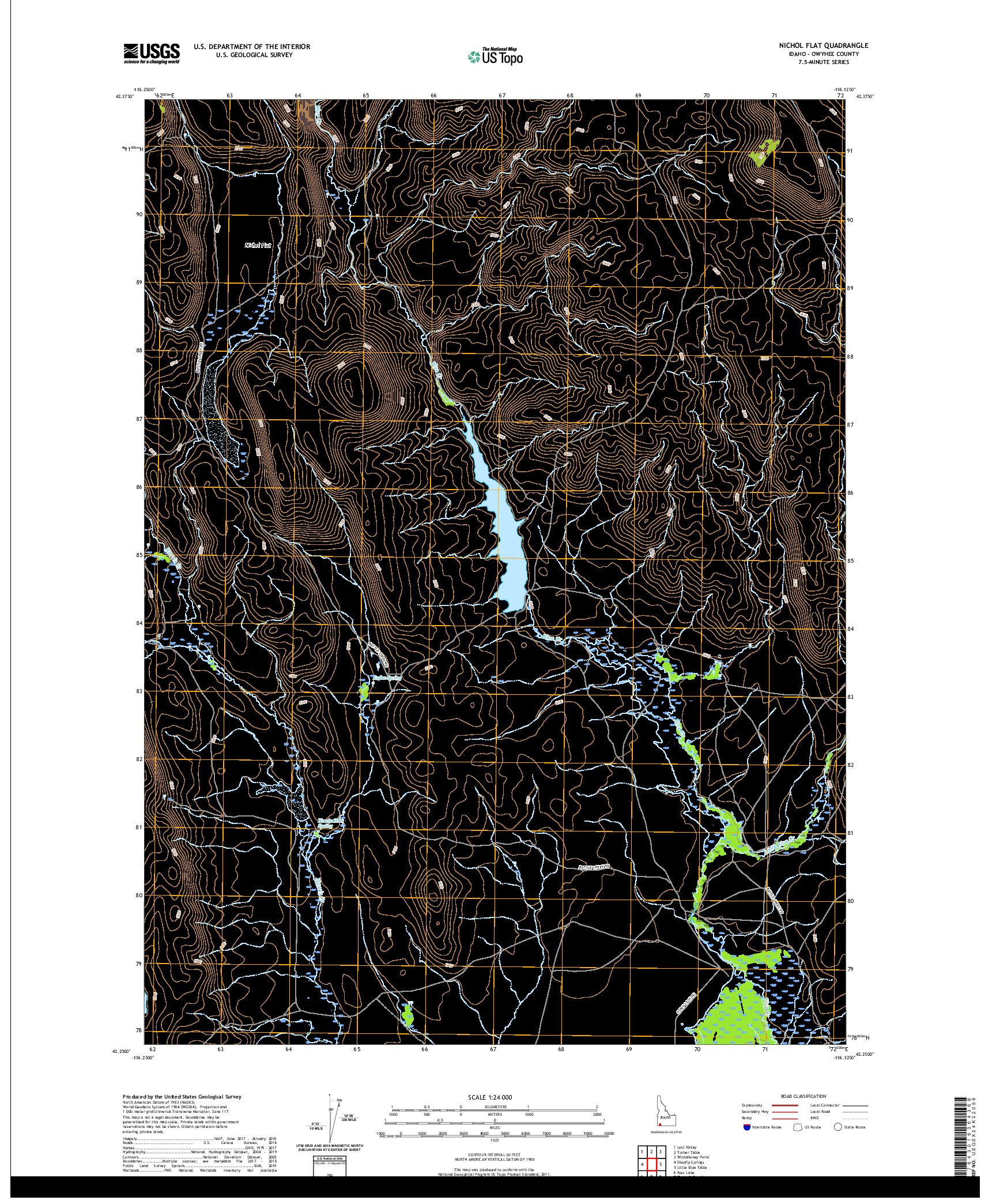 USGS US TOPO 7.5-MINUTE MAP FOR NICHOL FLAT, ID 2020