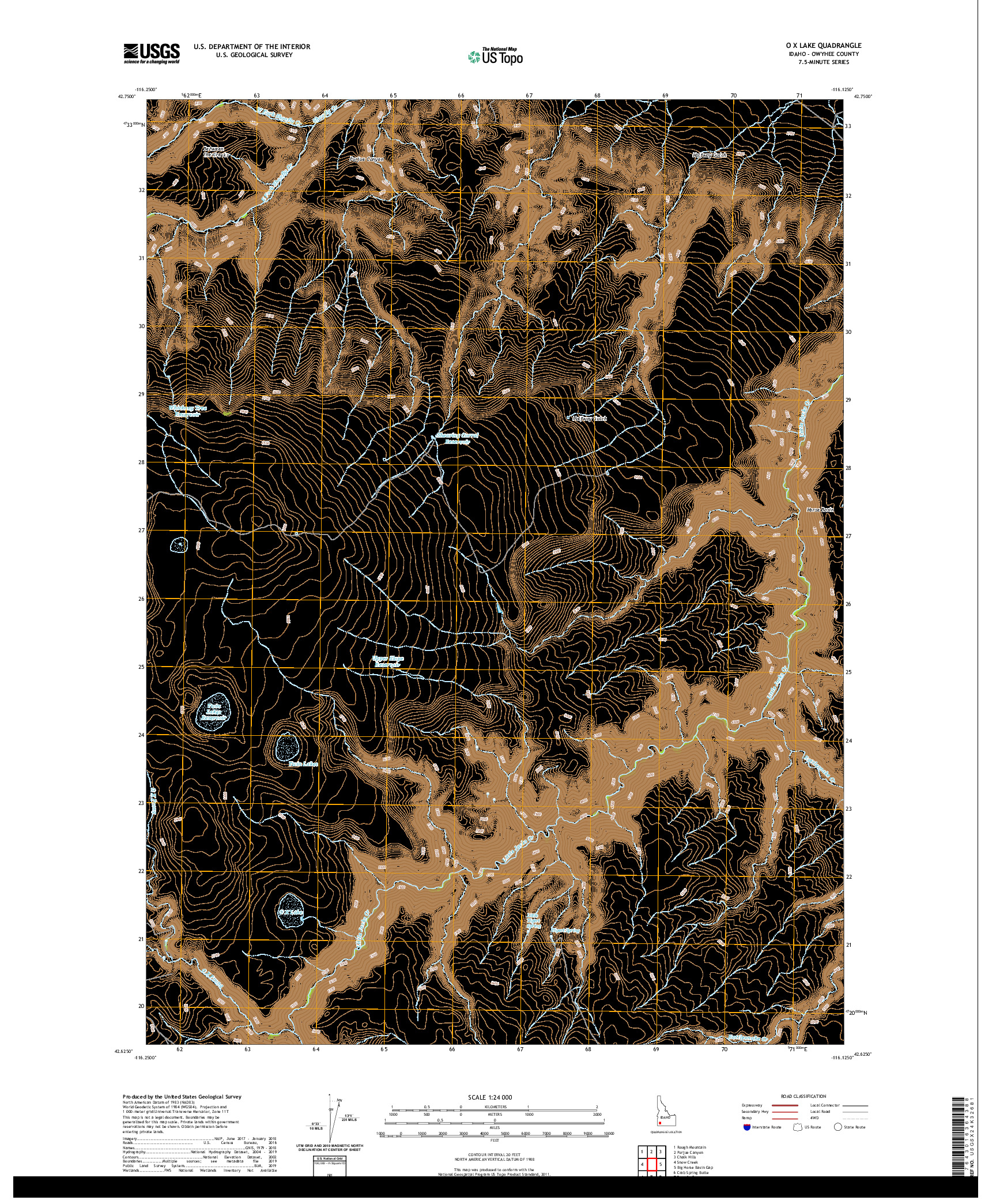 USGS US TOPO 7.5-MINUTE MAP FOR O X LAKE, ID 2020