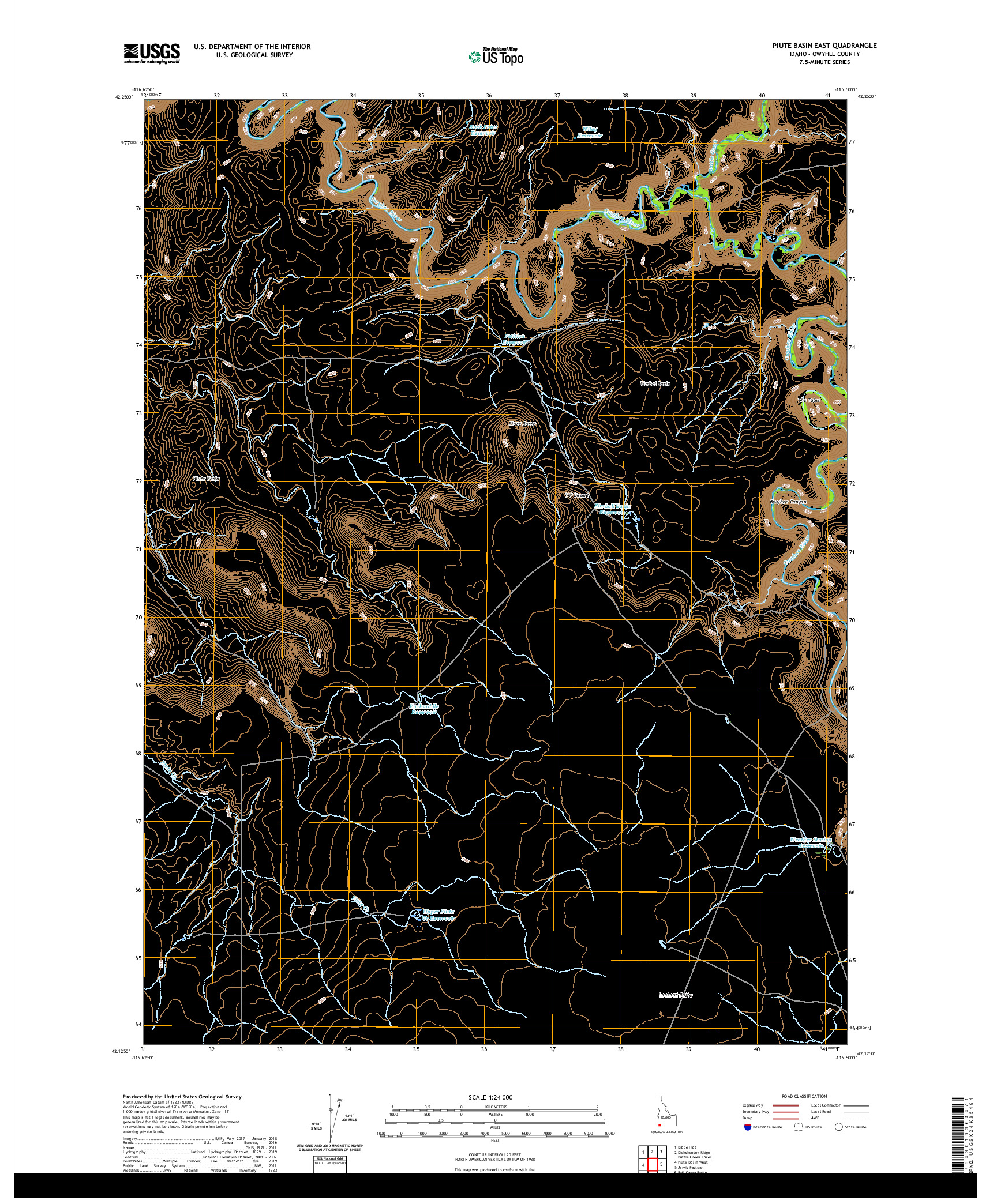 USGS US TOPO 7.5-MINUTE MAP FOR PIUTE BASIN EAST, ID 2020