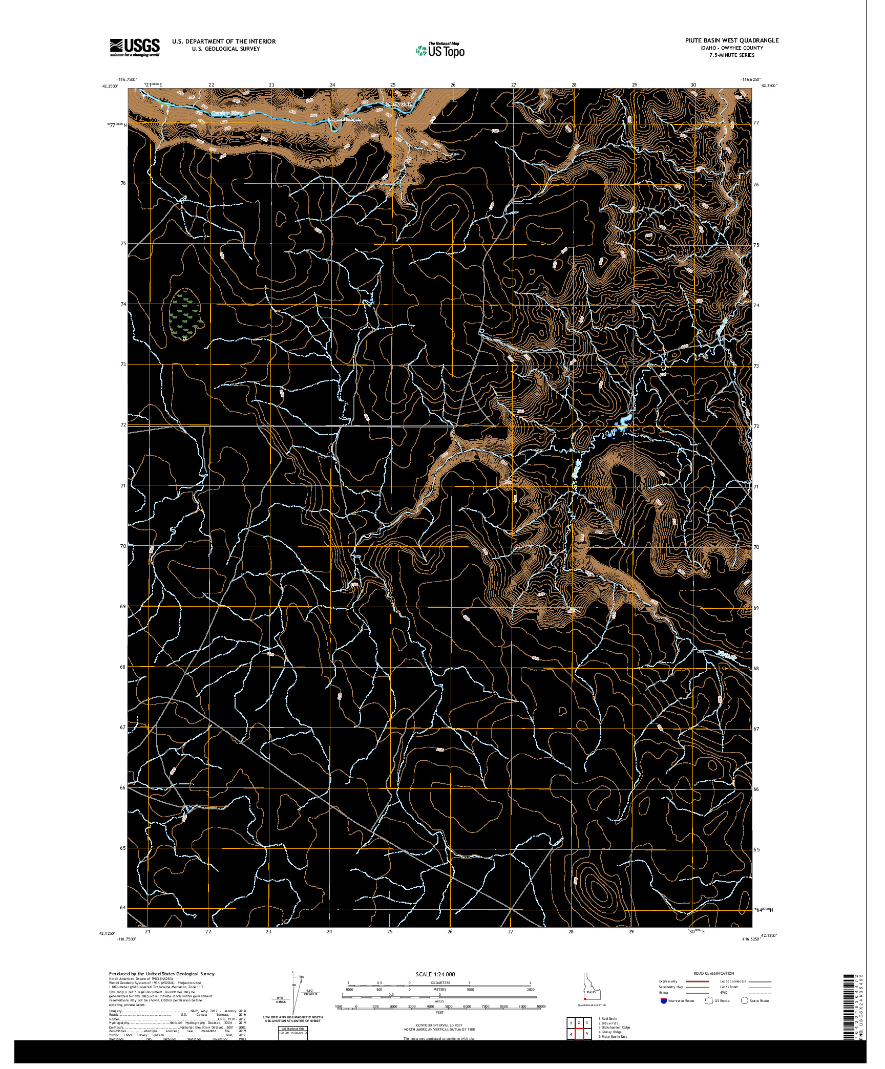 USGS US TOPO 7.5-MINUTE MAP FOR PIUTE BASIN WEST, ID 2020