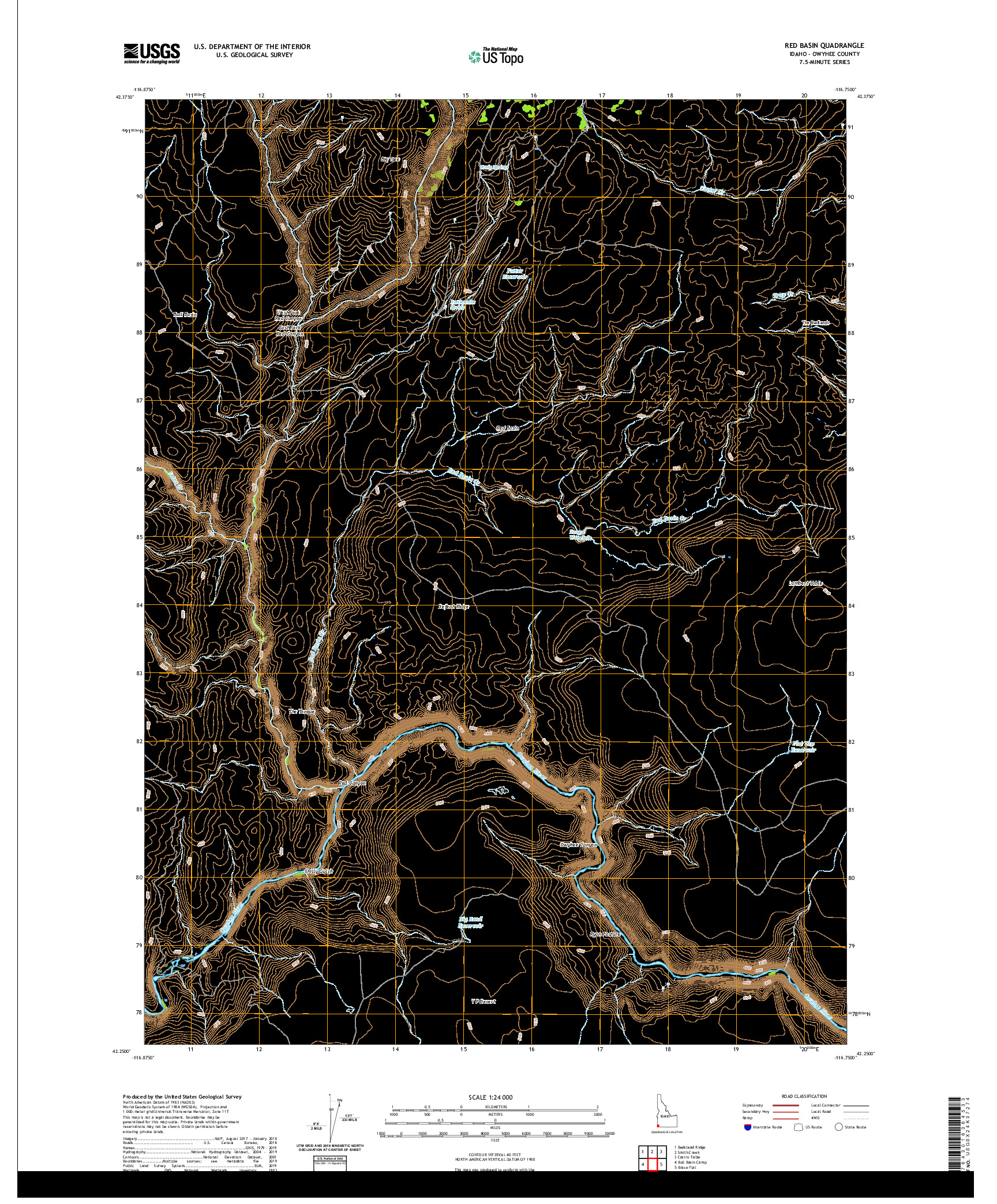 USGS US TOPO 7.5-MINUTE MAP FOR RED BASIN, ID 2020