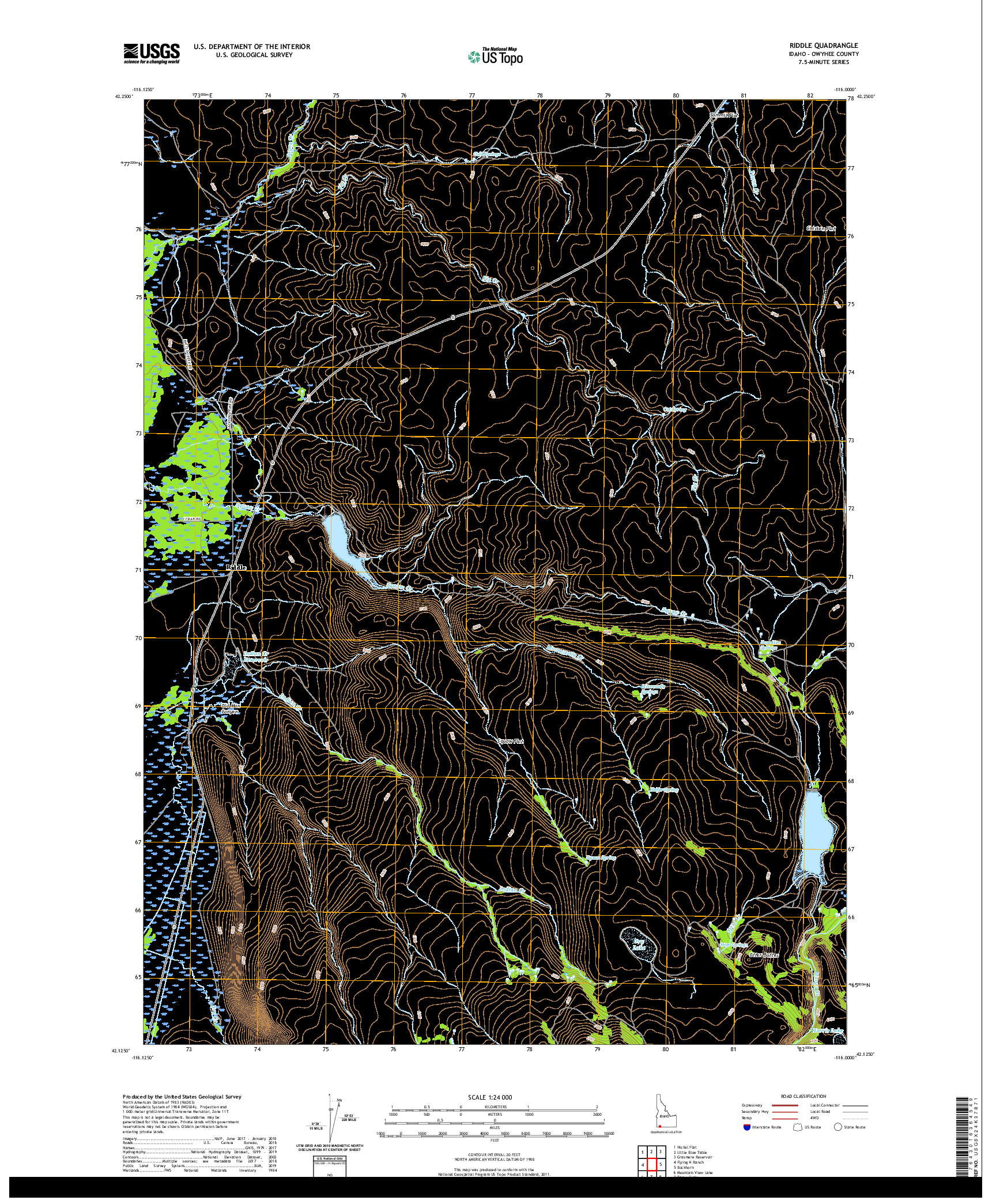 USGS US TOPO 7.5-MINUTE MAP FOR RIDDLE, ID 2020