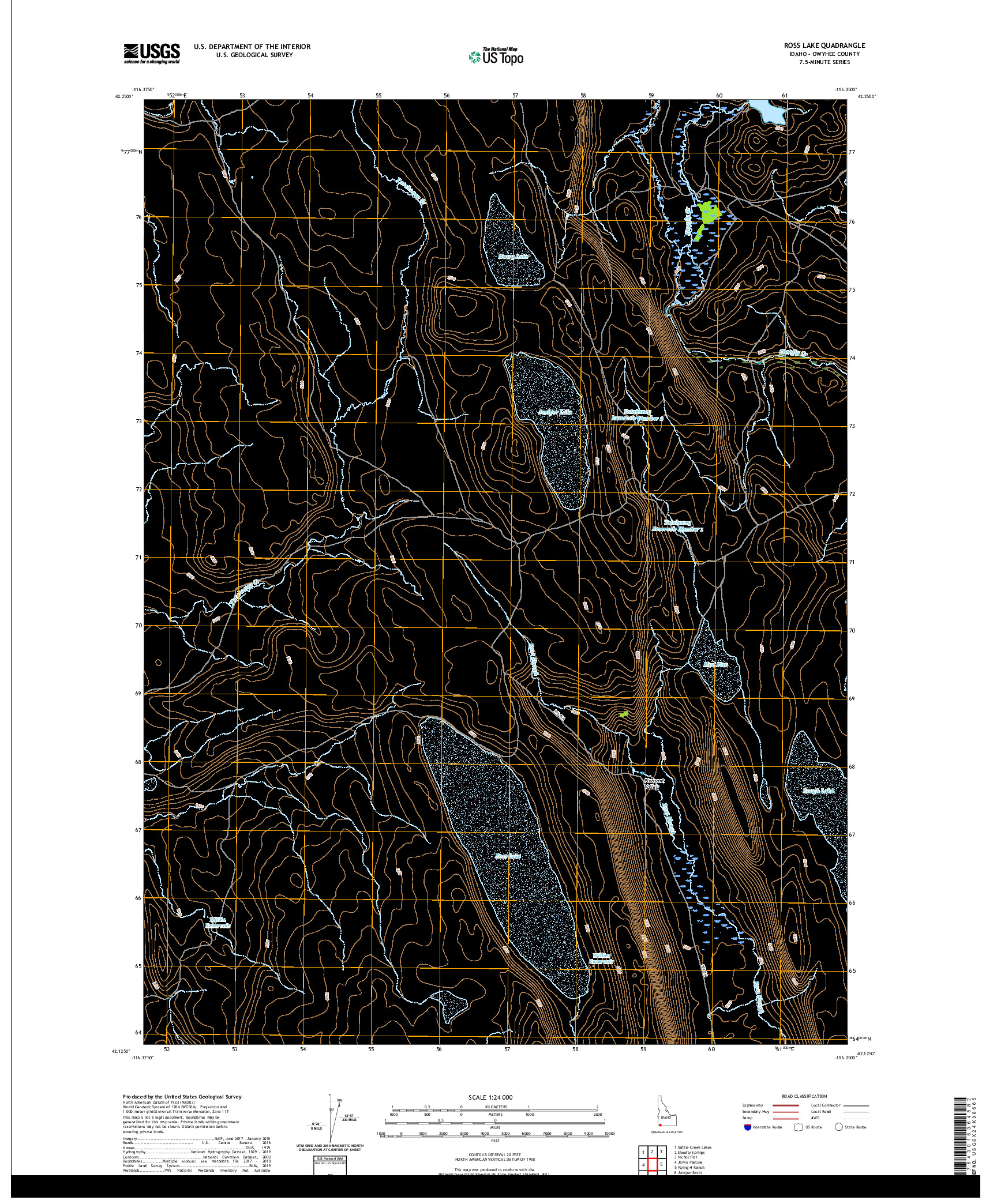 USGS US TOPO 7.5-MINUTE MAP FOR ROSS LAKE, ID 2020