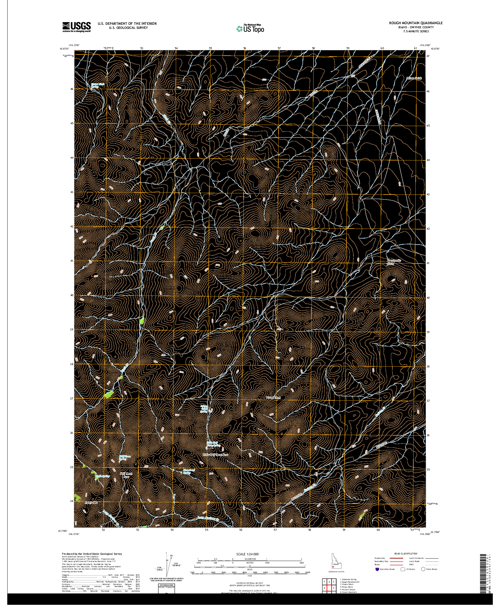 USGS US TOPO 7.5-MINUTE MAP FOR ROUGH MOUNTAIN, ID 2020