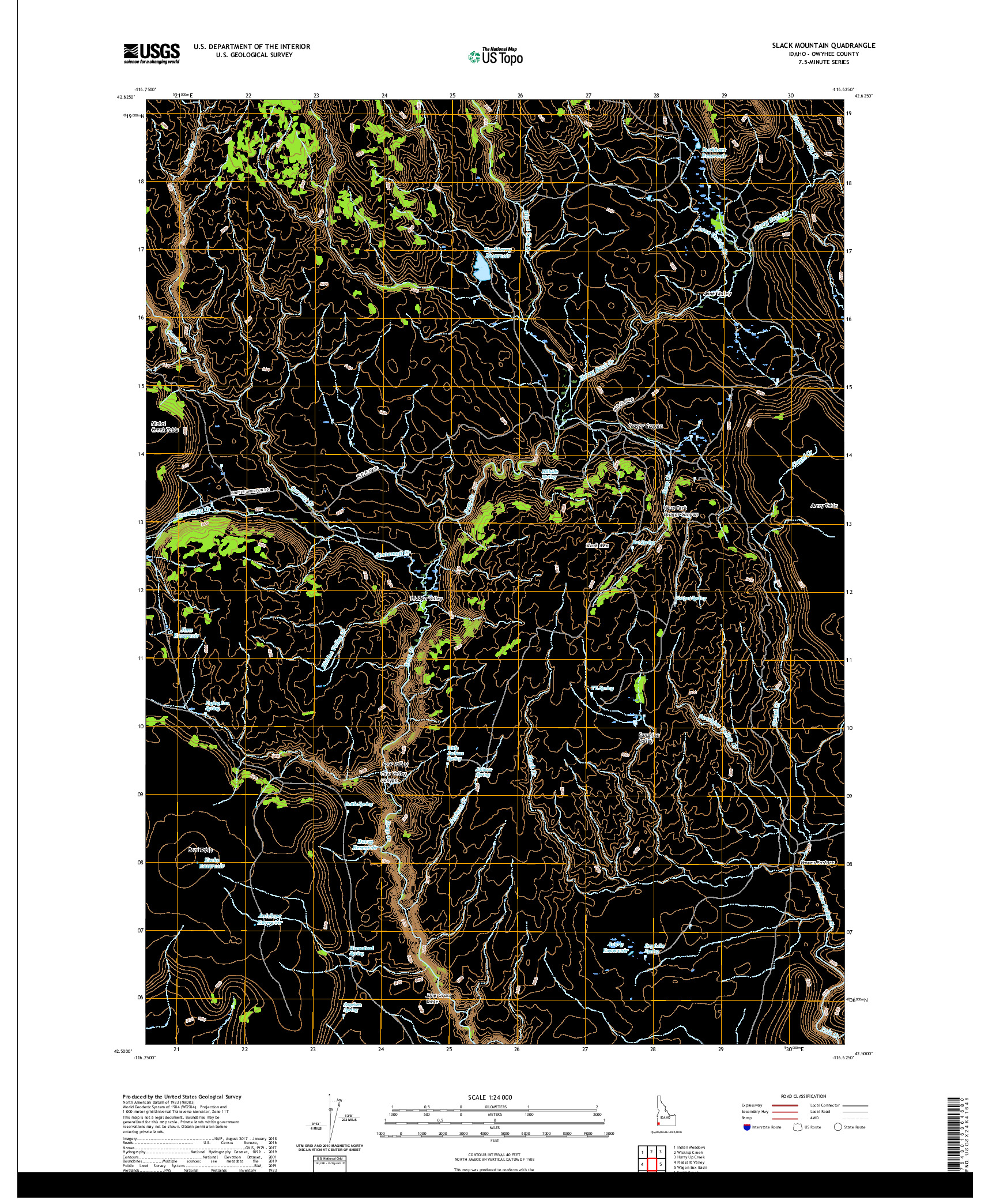 USGS US TOPO 7.5-MINUTE MAP FOR SLACK MOUNTAIN, ID 2020