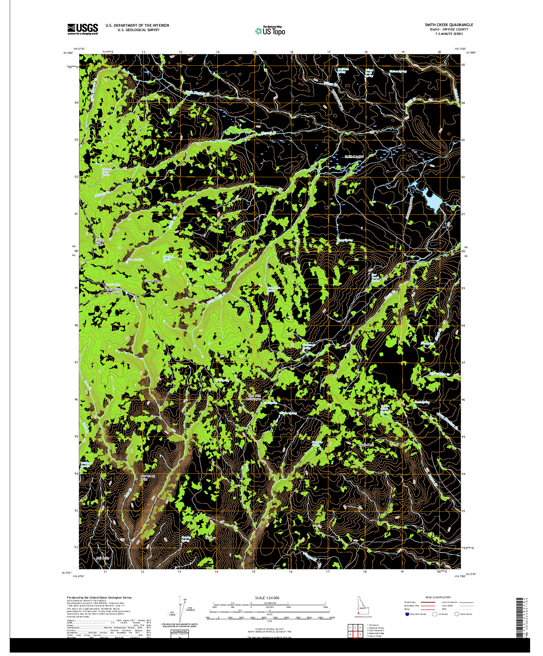 USGS US TOPO 7.5-MINUTE MAP FOR SMITH CREEK, ID 2020