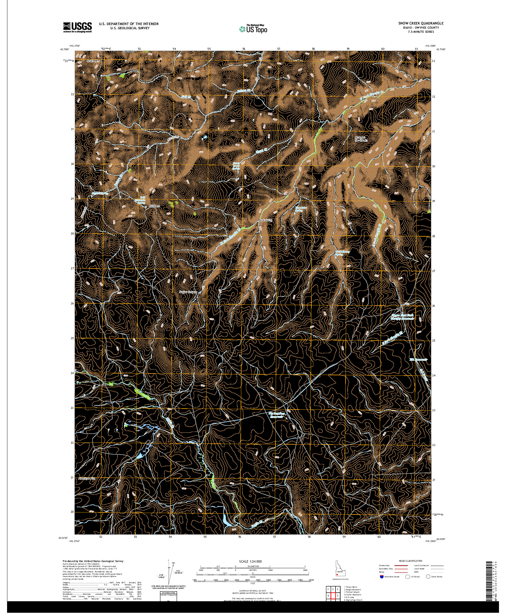 USGS US TOPO 7.5-MINUTE MAP FOR SNOW CREEK, ID 2020