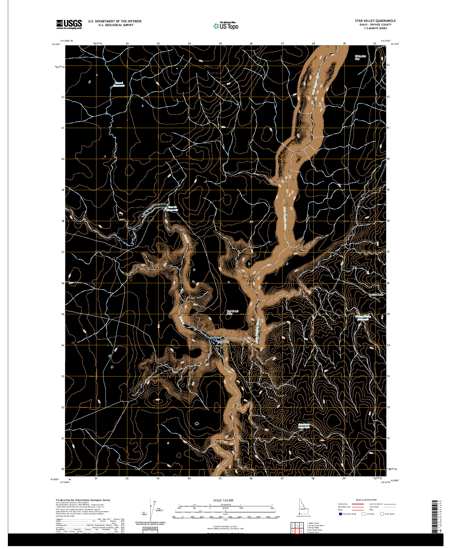 USGS US TOPO 7.5-MINUTE MAP FOR STAR VALLEY, ID 2020