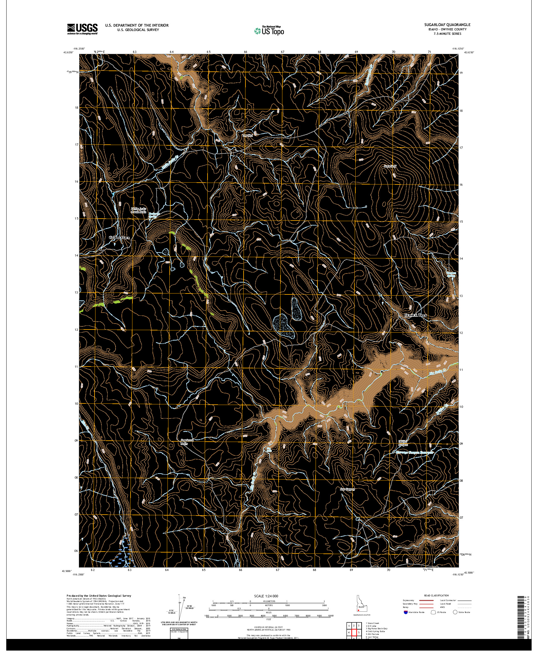 USGS US TOPO 7.5-MINUTE MAP FOR SUGARLOAF, ID 2020