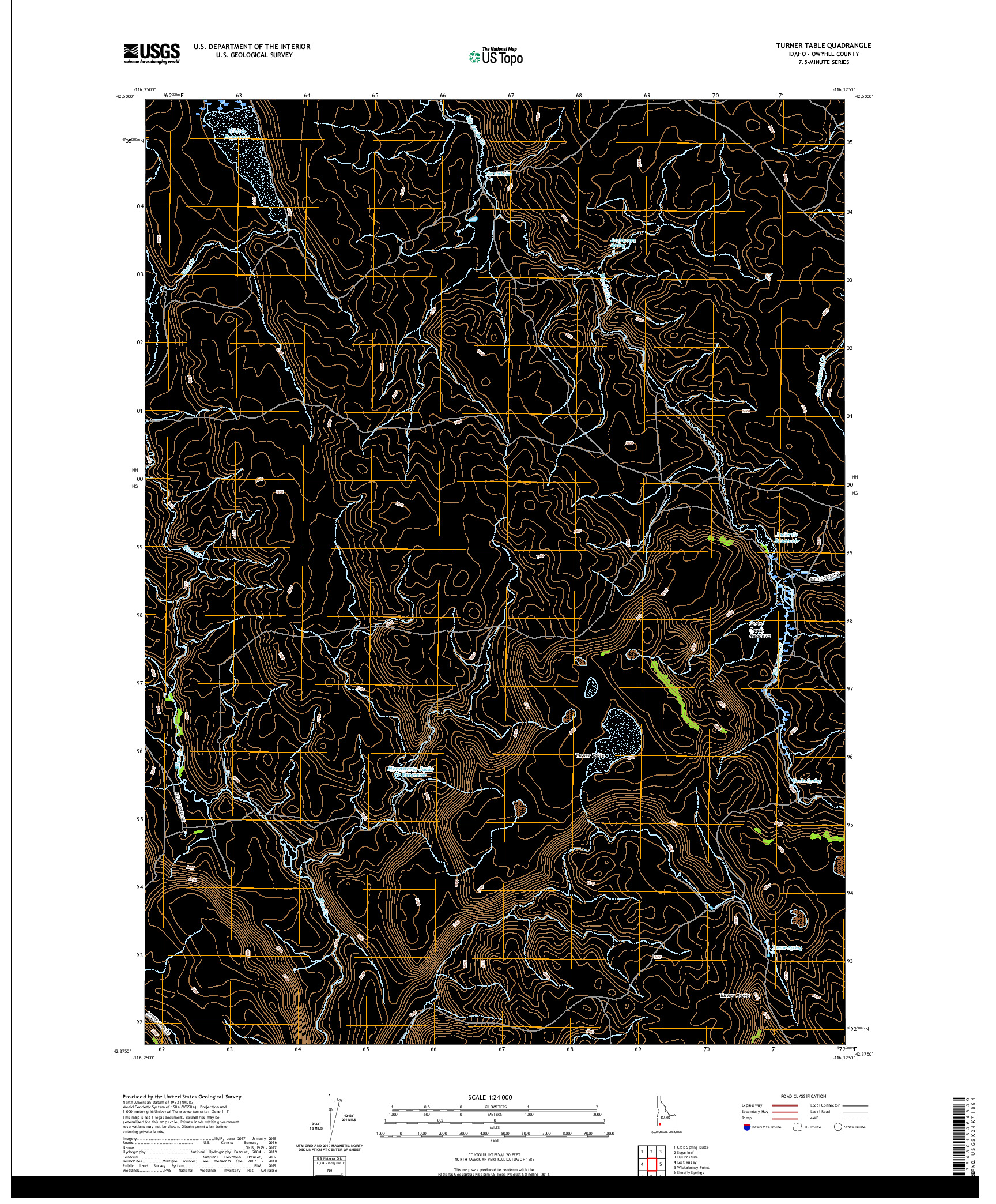 USGS US TOPO 7.5-MINUTE MAP FOR TURNER TABLE, ID 2020