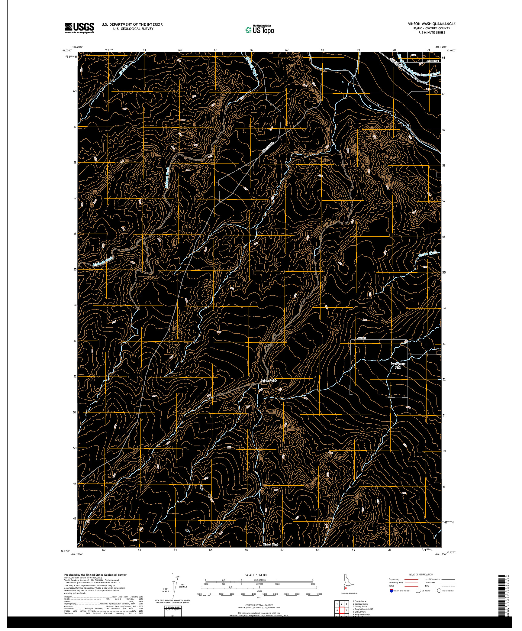 USGS US TOPO 7.5-MINUTE MAP FOR VINSON WASH, ID 2020