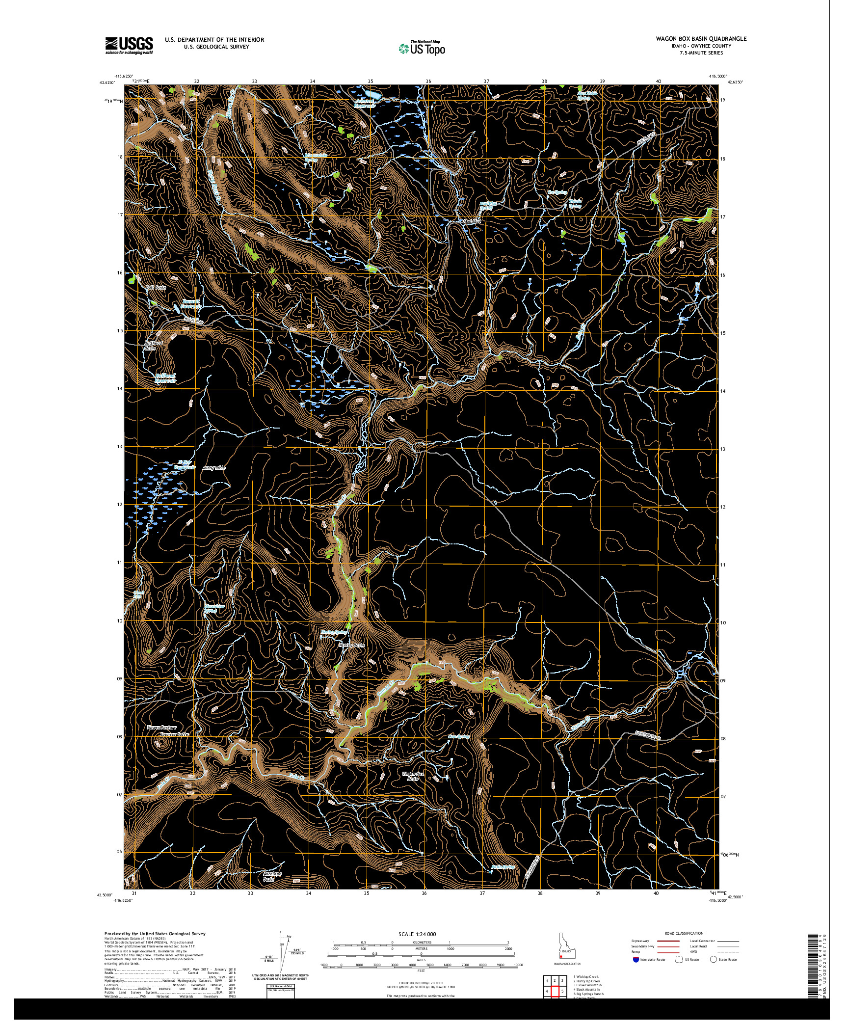 USGS US TOPO 7.5-MINUTE MAP FOR WAGON BOX BASIN, ID 2020