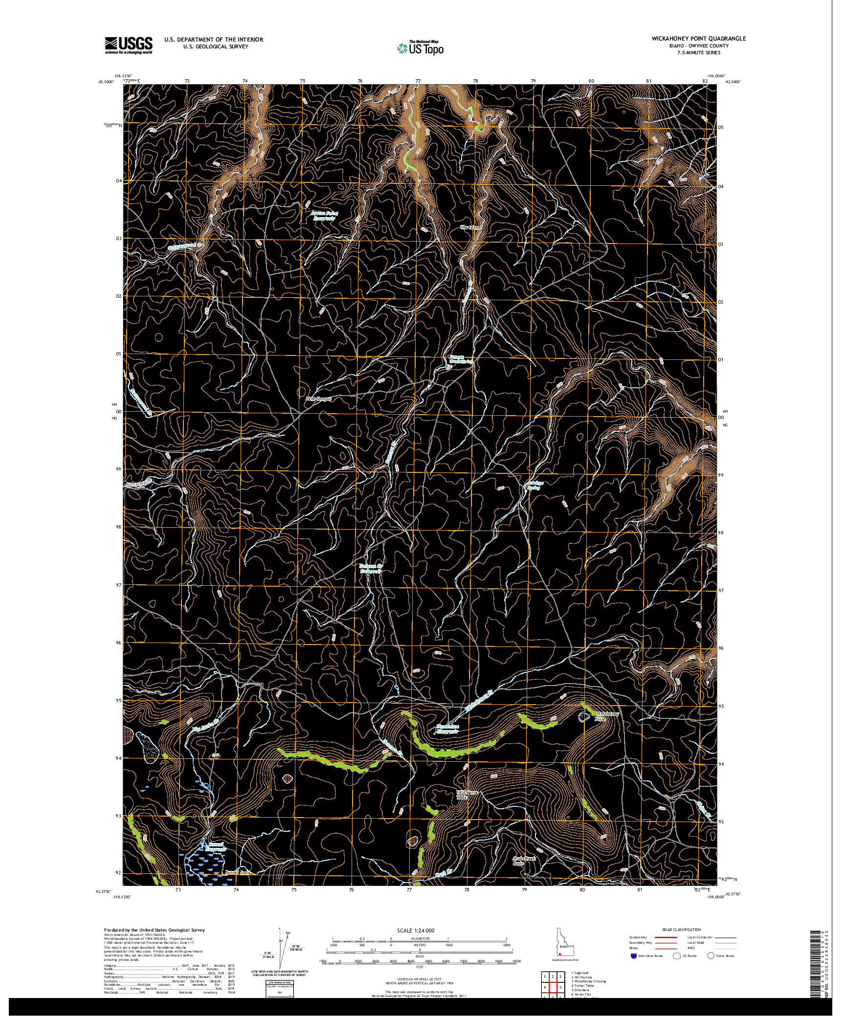 USGS US TOPO 7.5-MINUTE MAP FOR WICKAHONEY POINT, ID 2020