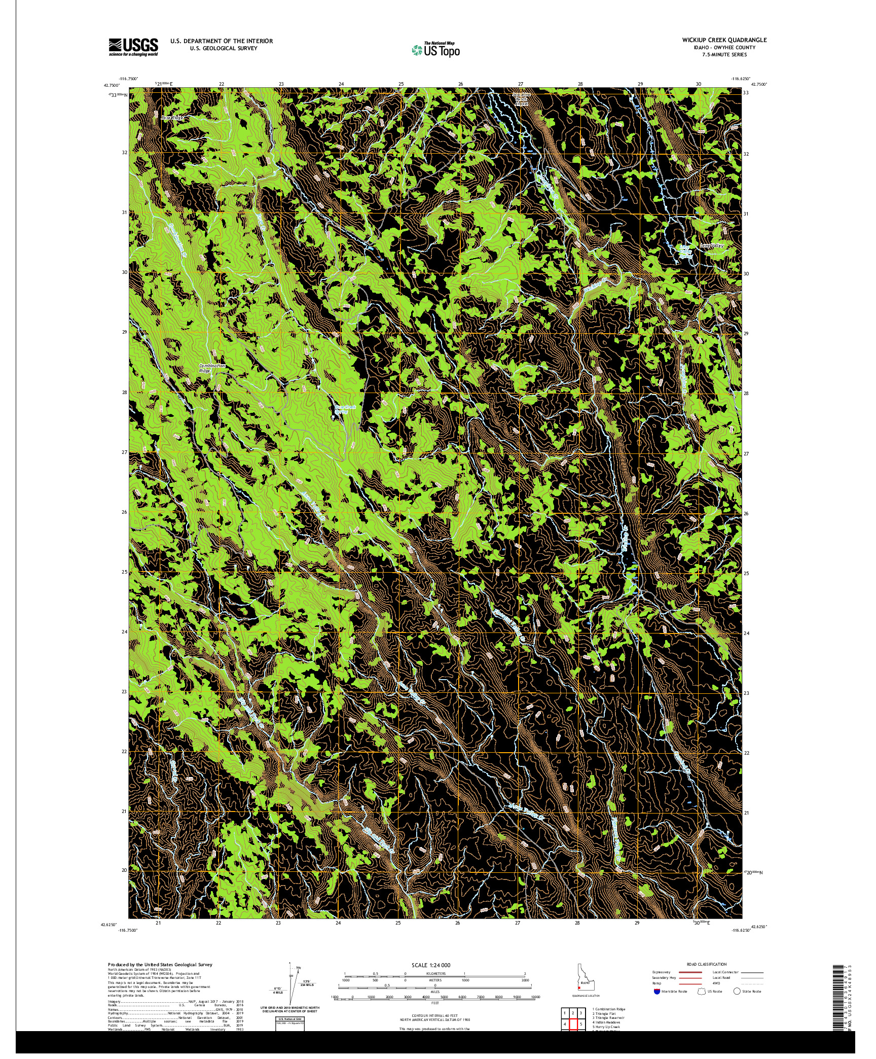 USGS US TOPO 7.5-MINUTE MAP FOR WICKIUP CREEK, ID 2020