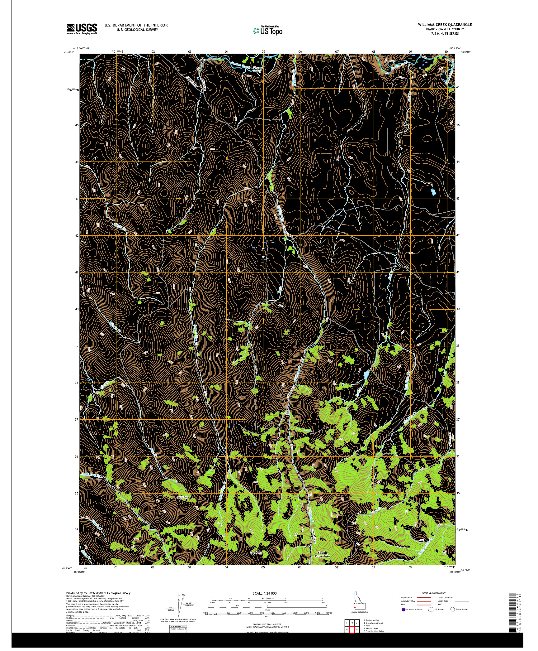 USGS US TOPO 7.5-MINUTE MAP FOR WILLIAMS CREEK, ID 2020