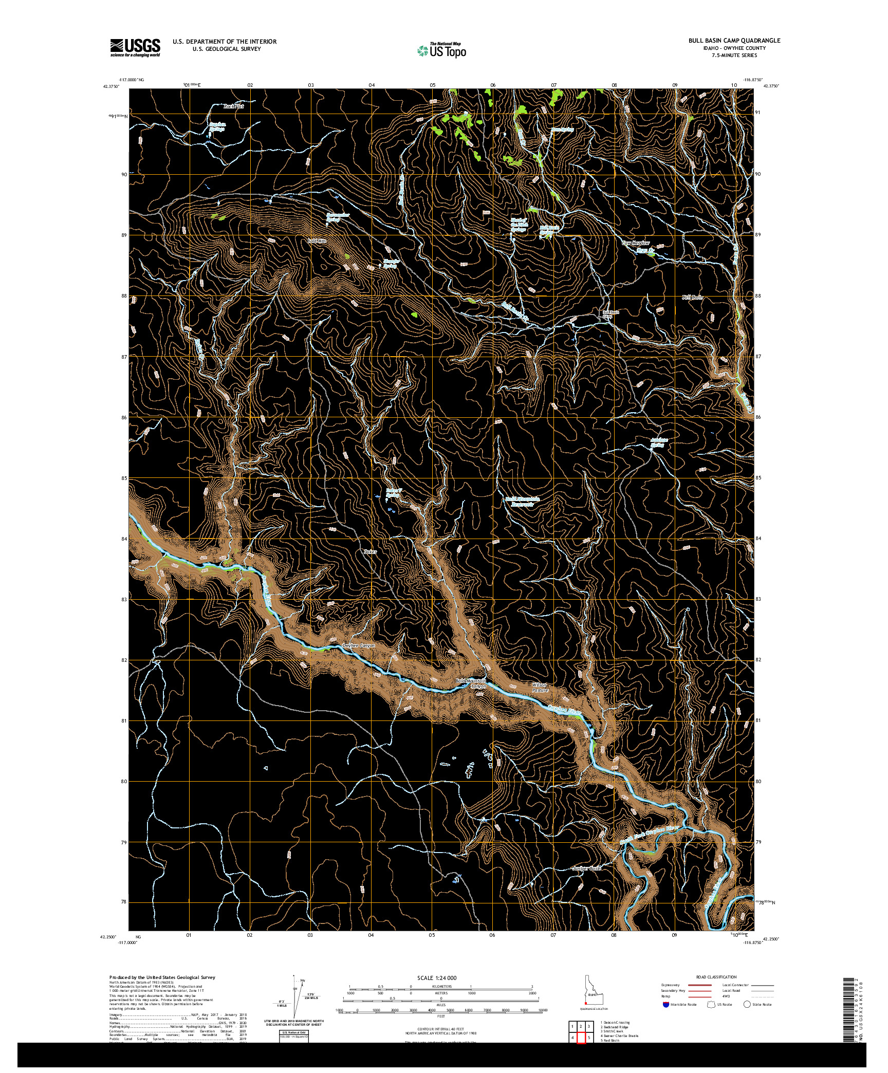 USGS US TOPO 7.5-MINUTE MAP FOR BULL BASIN CAMP, ID 2020