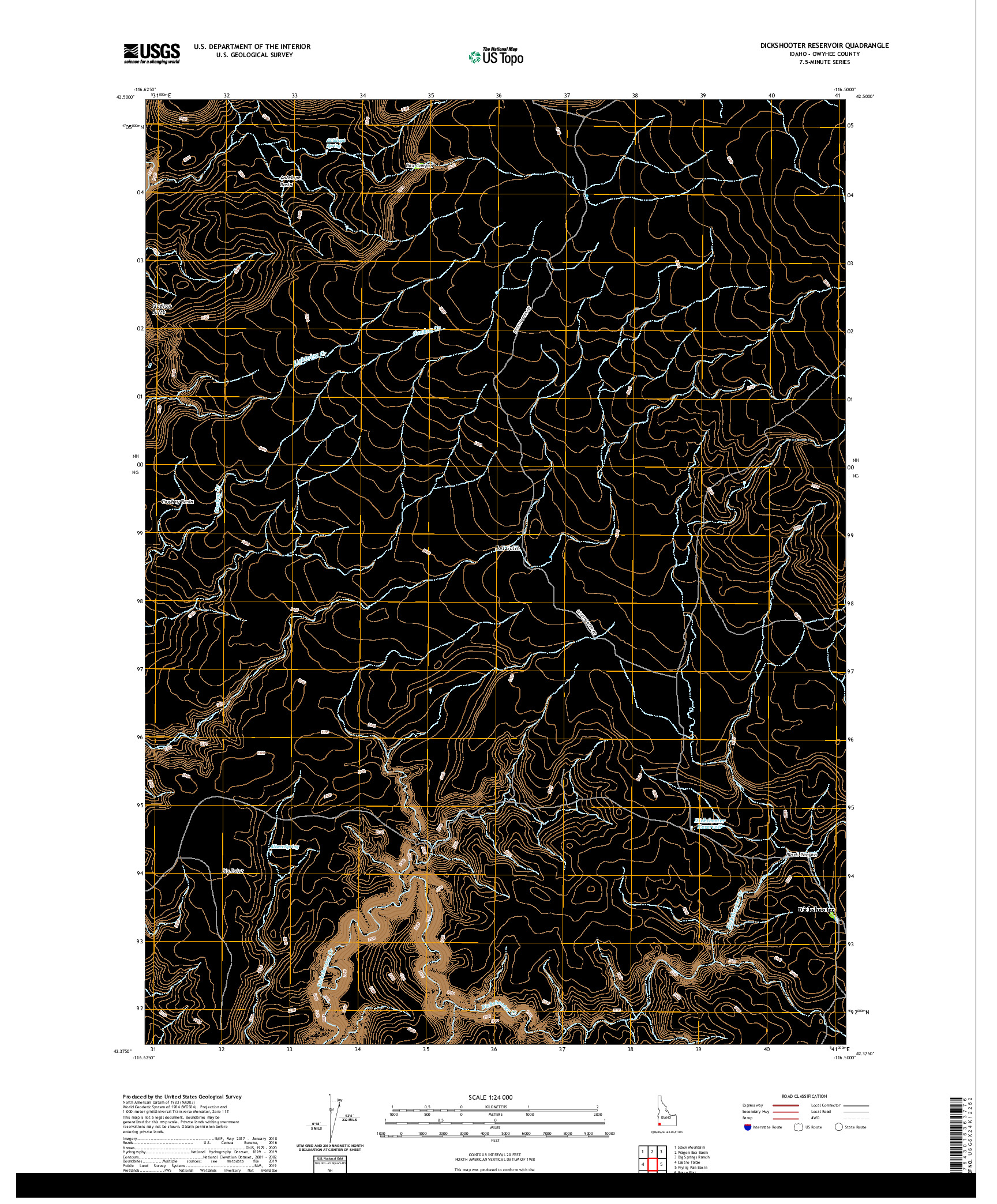 USGS US TOPO 7.5-MINUTE MAP FOR DICKSHOOTER RESERVOIR, ID 2020