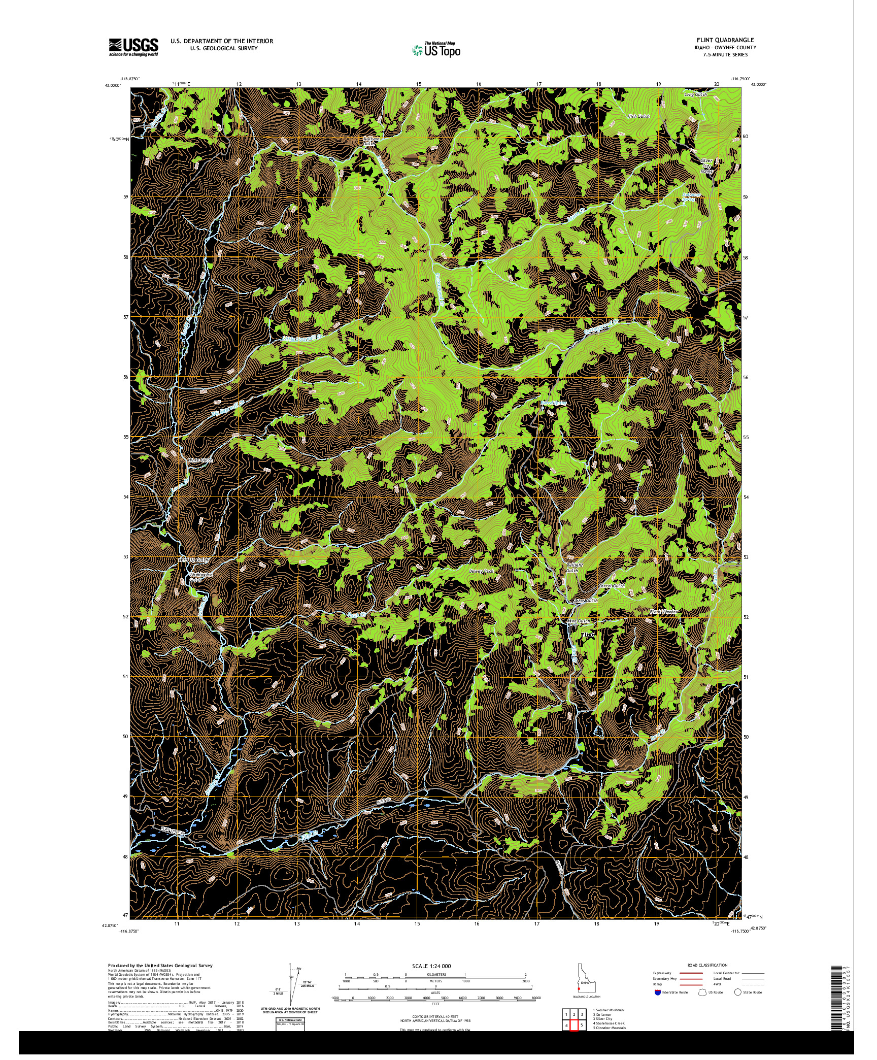 USGS US TOPO 7.5-MINUTE MAP FOR FLINT, ID 2020