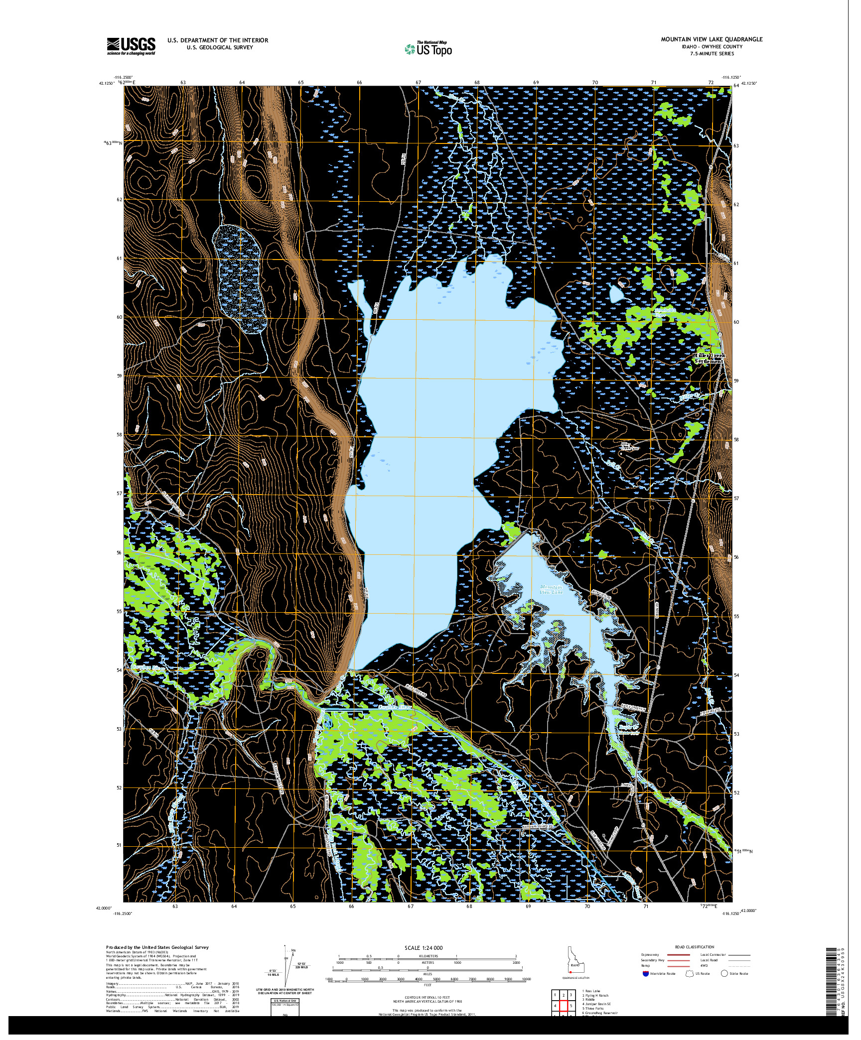 USGS US TOPO 7.5-MINUTE MAP FOR MOUNTAIN VIEW LAKE, ID 2020