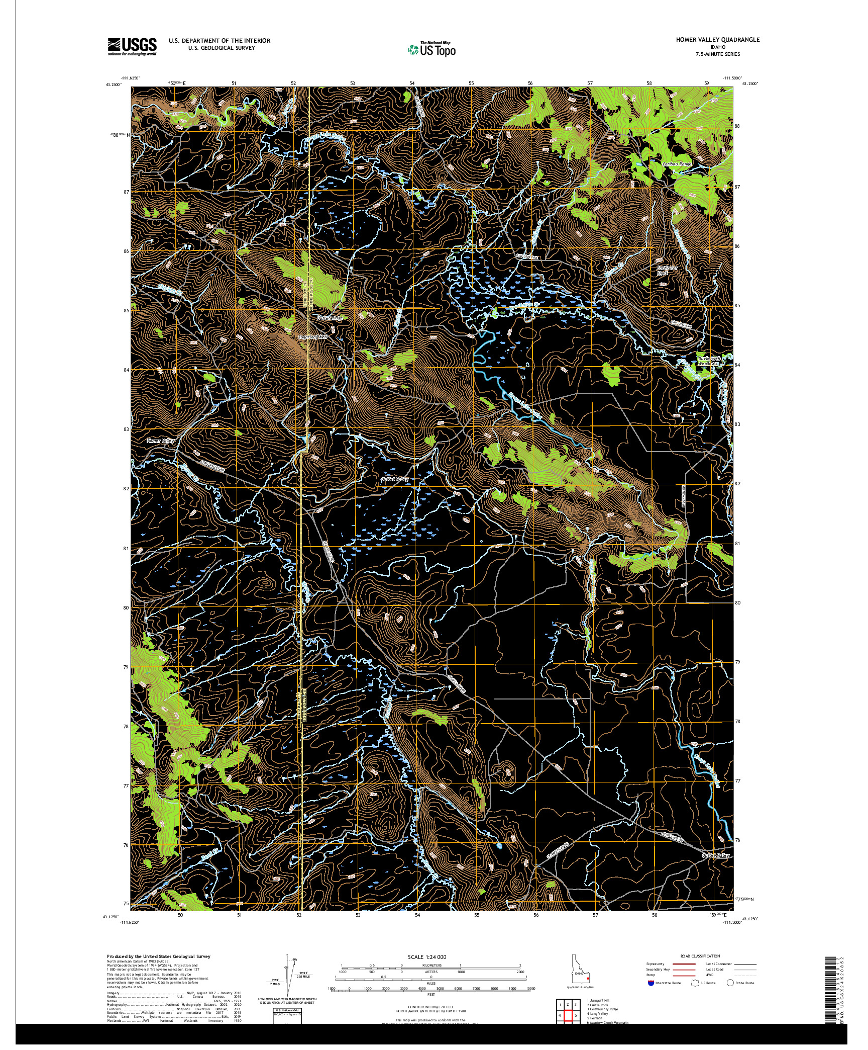 USGS US TOPO 7.5-MINUTE MAP FOR HOMER VALLEY, ID 2020