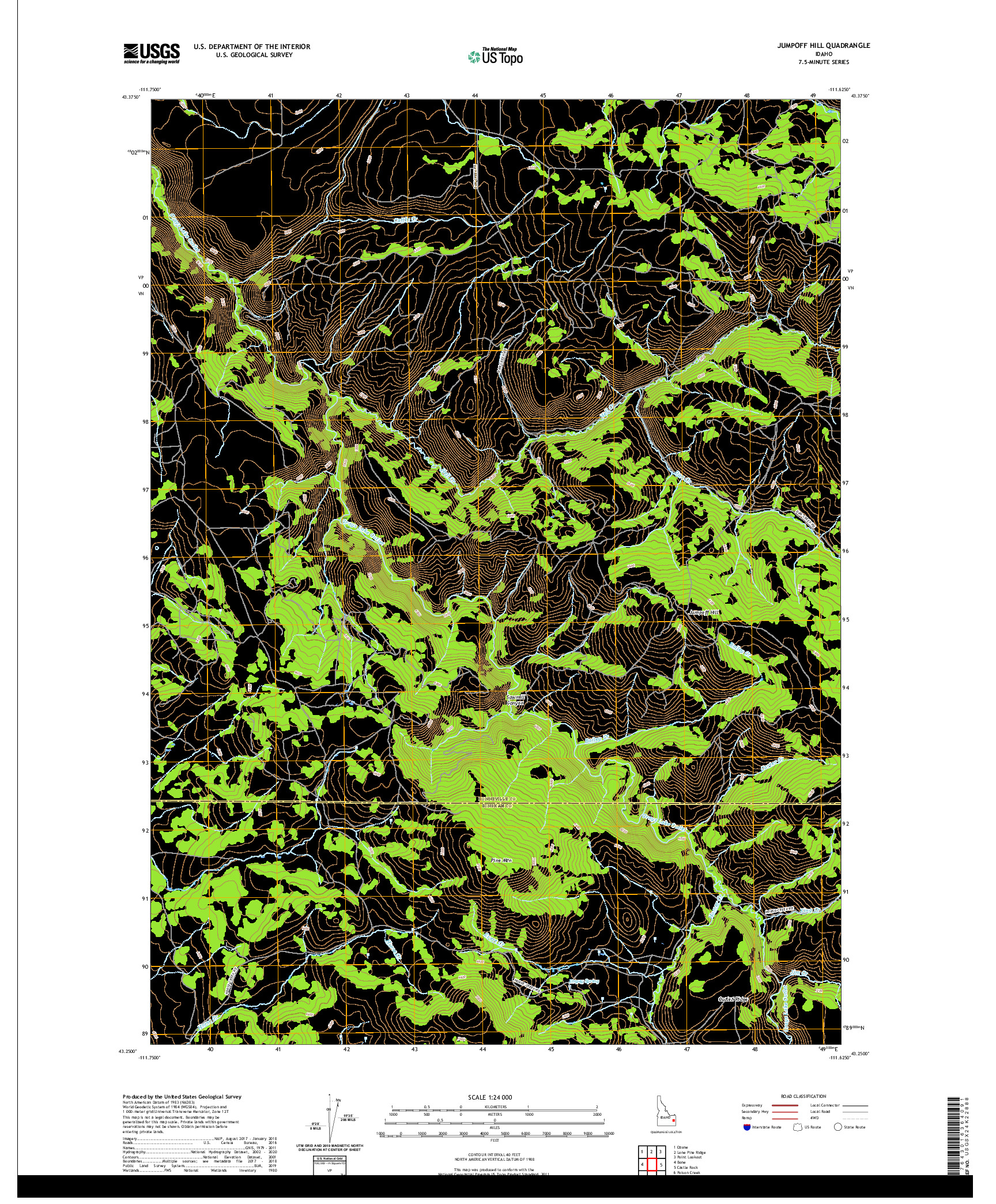 USGS US TOPO 7.5-MINUTE MAP FOR JUMPOFF HILL, ID 2020