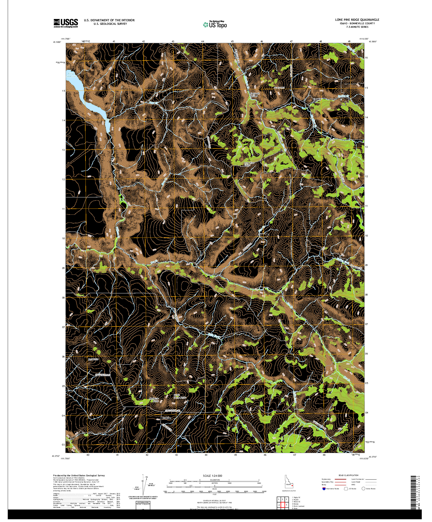 USGS US TOPO 7.5-MINUTE MAP FOR LONE PINE RIDGE, ID 2020