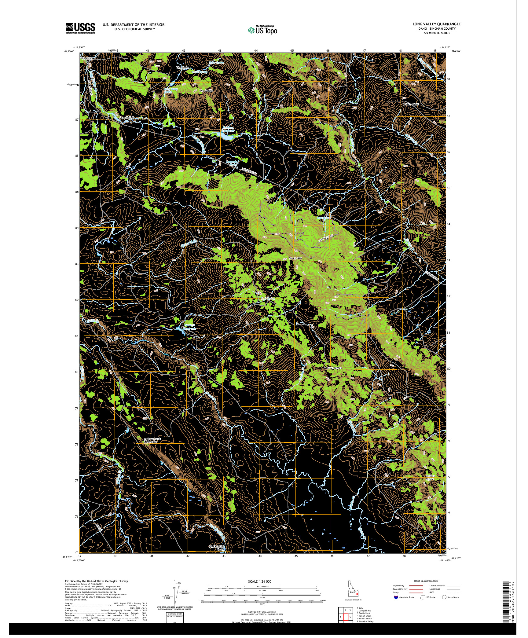 USGS US TOPO 7.5-MINUTE MAP FOR LONG VALLEY, ID 2020