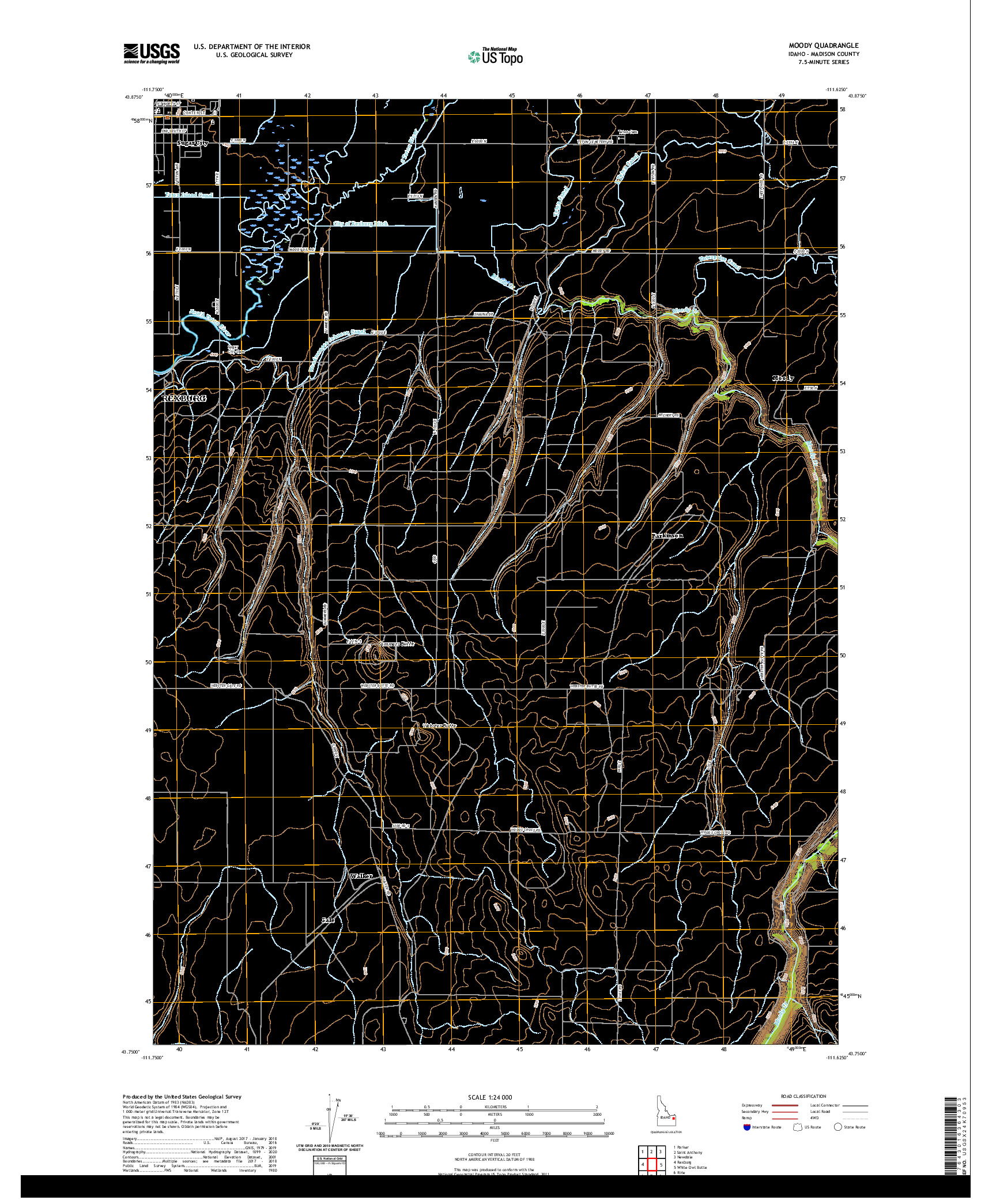 USGS US TOPO 7.5-MINUTE MAP FOR MOODY, ID 2020