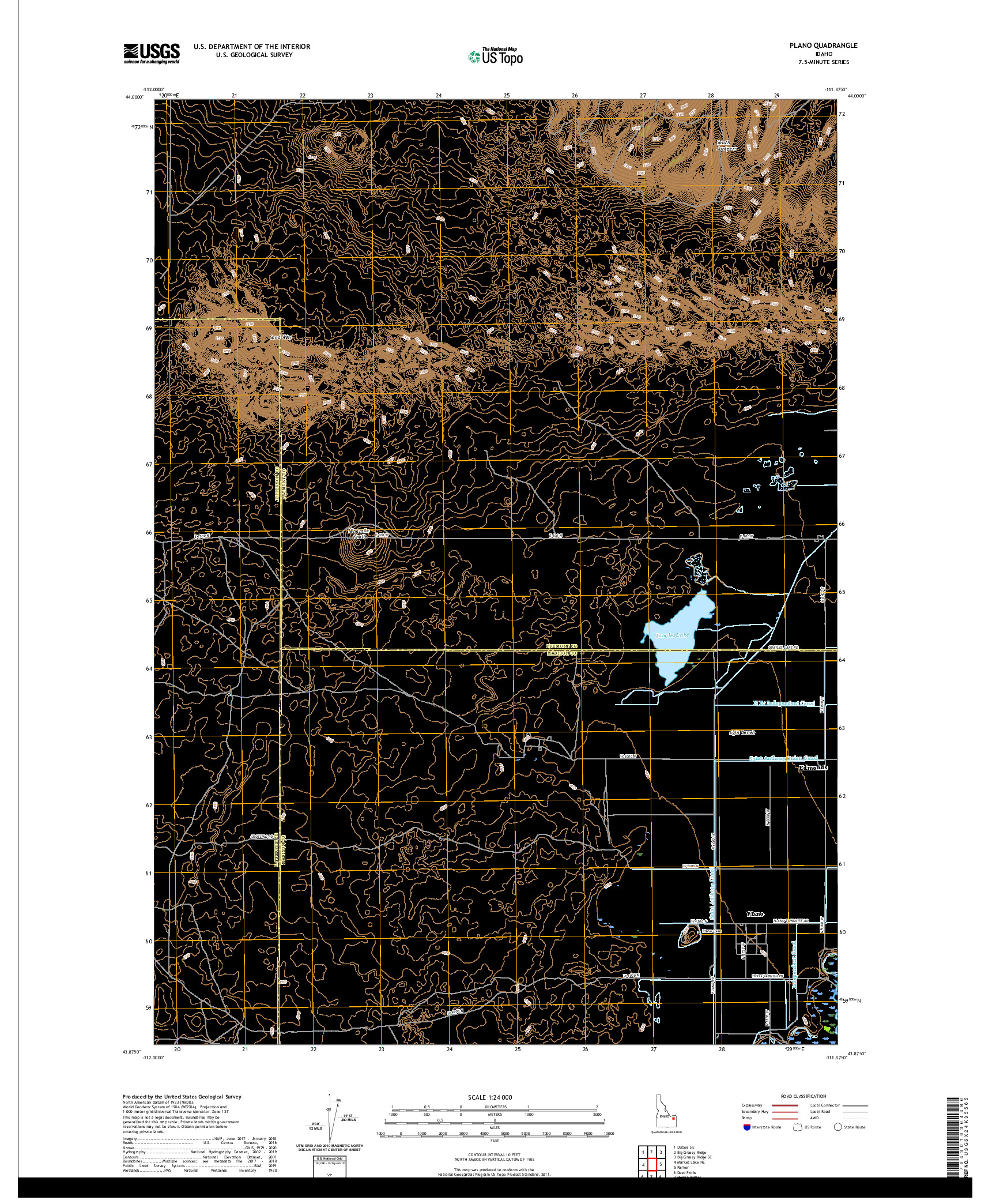 USGS US TOPO 7.5-MINUTE MAP FOR PLANO, ID 2020