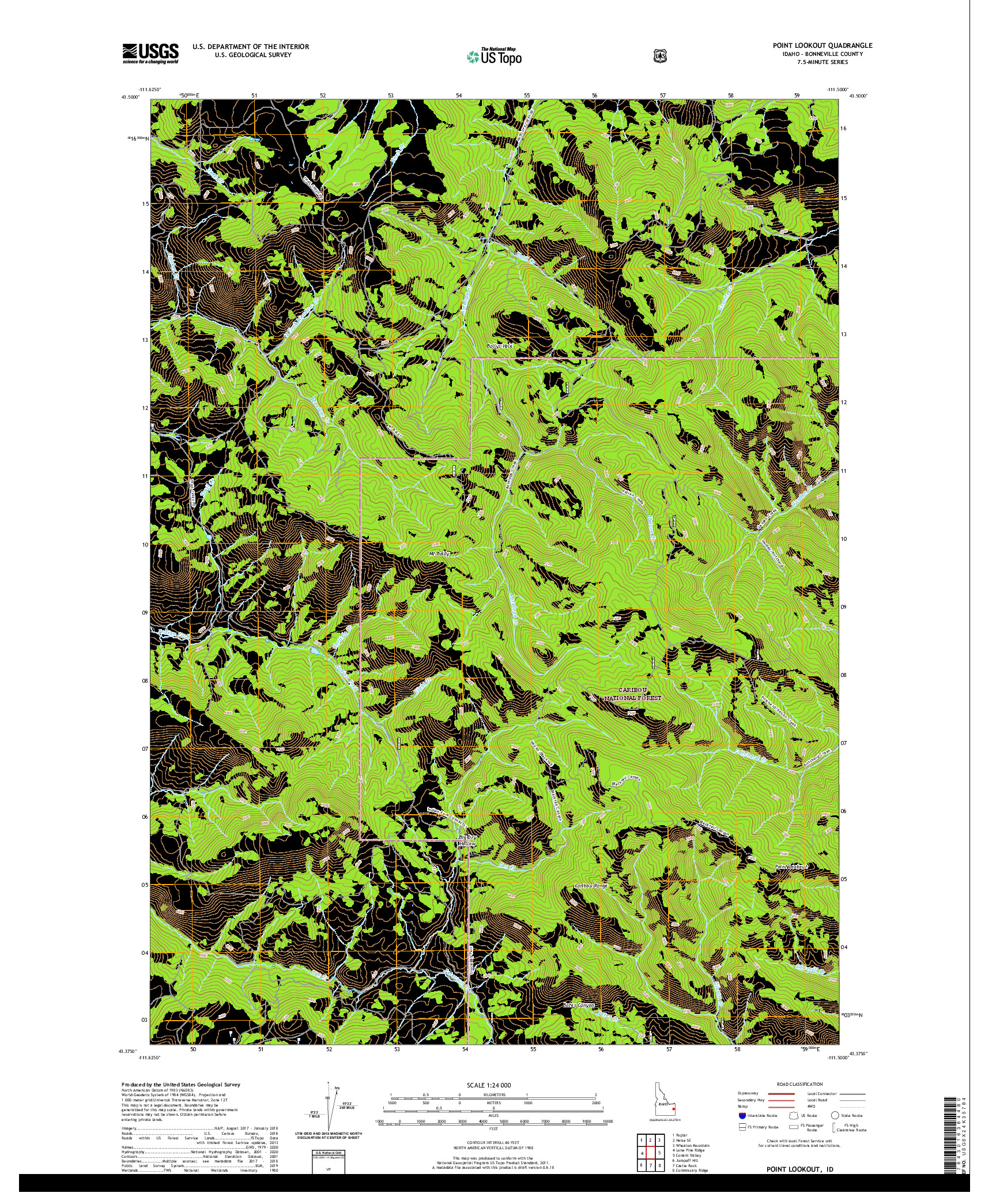 USGS US TOPO 7.5-MINUTE MAP FOR POINT LOOKOUT, ID 2020