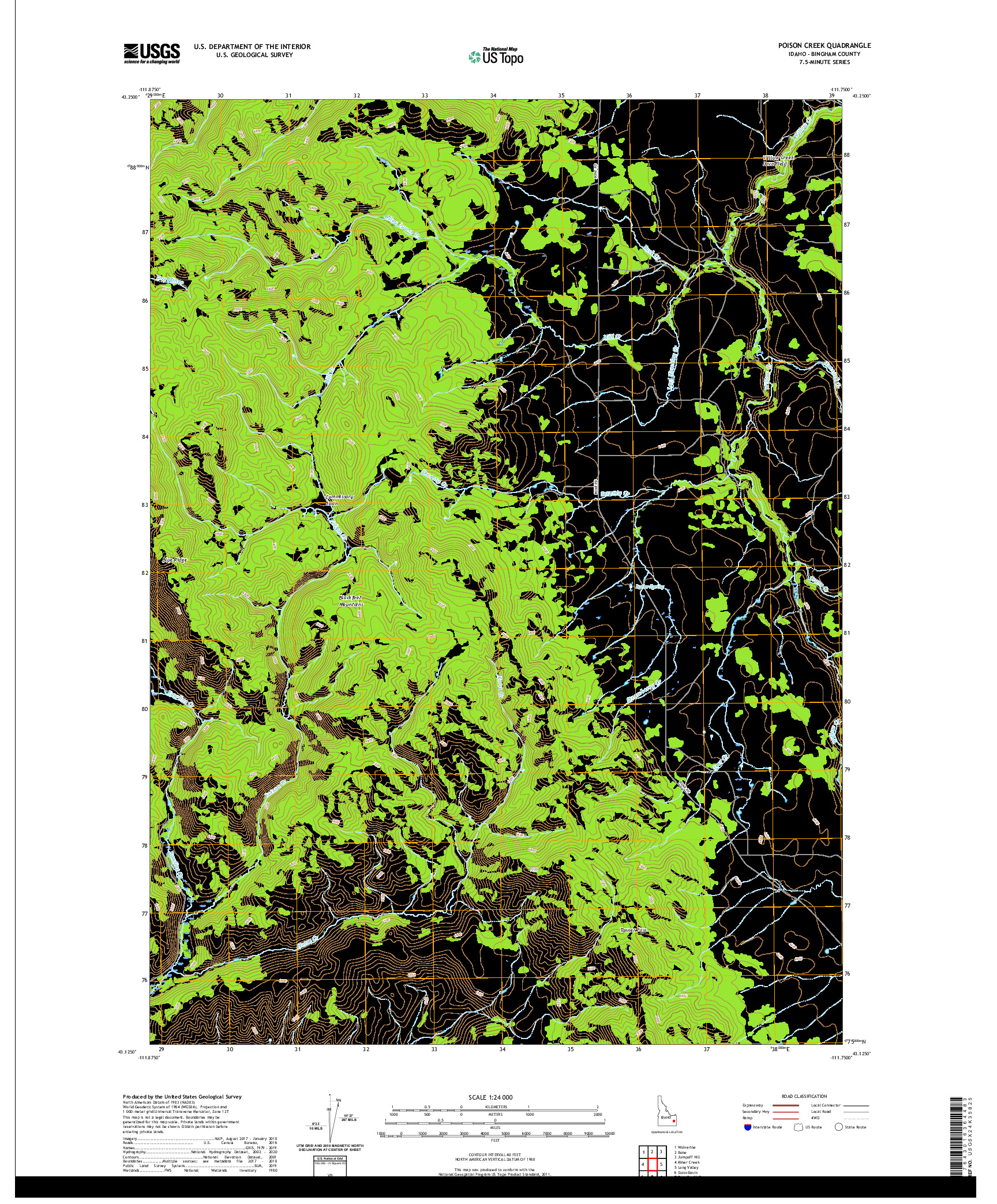 USGS US TOPO 7.5-MINUTE MAP FOR POISON CREEK, ID 2020