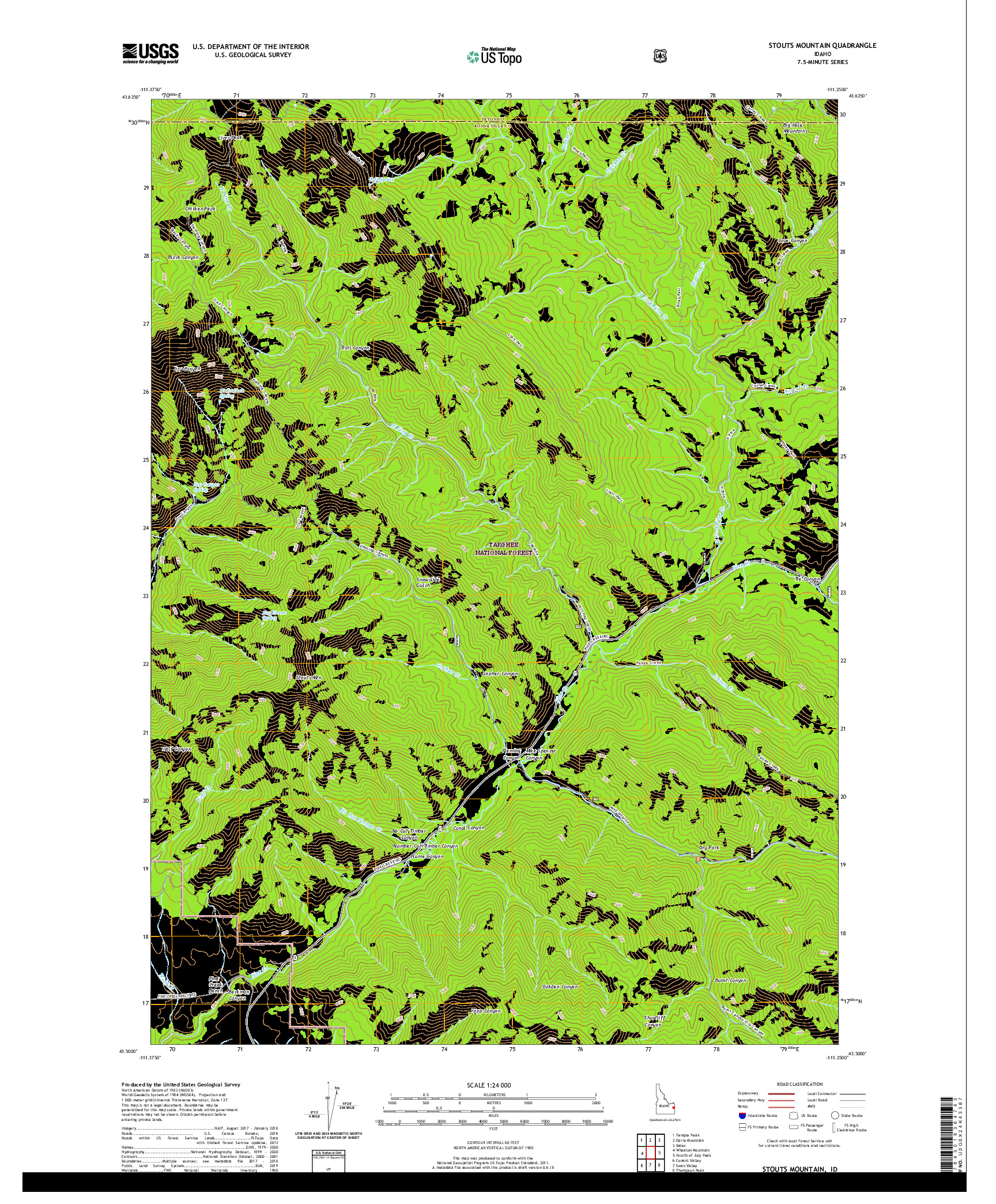 USGS US TOPO 7.5-MINUTE MAP FOR STOUTS MOUNTAIN, ID 2020