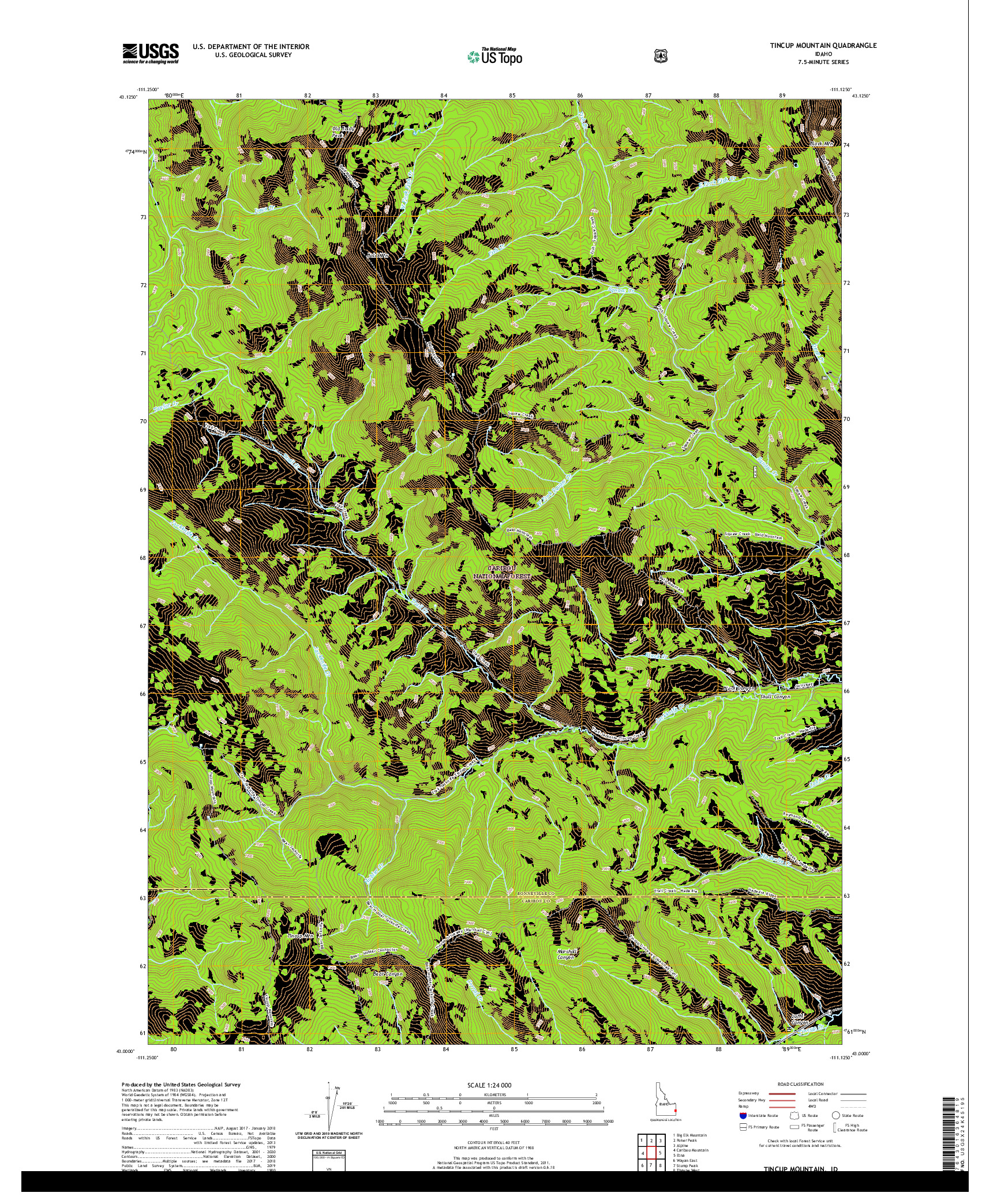 USGS US TOPO 7.5-MINUTE MAP FOR TINCUP MOUNTAIN, ID 2020