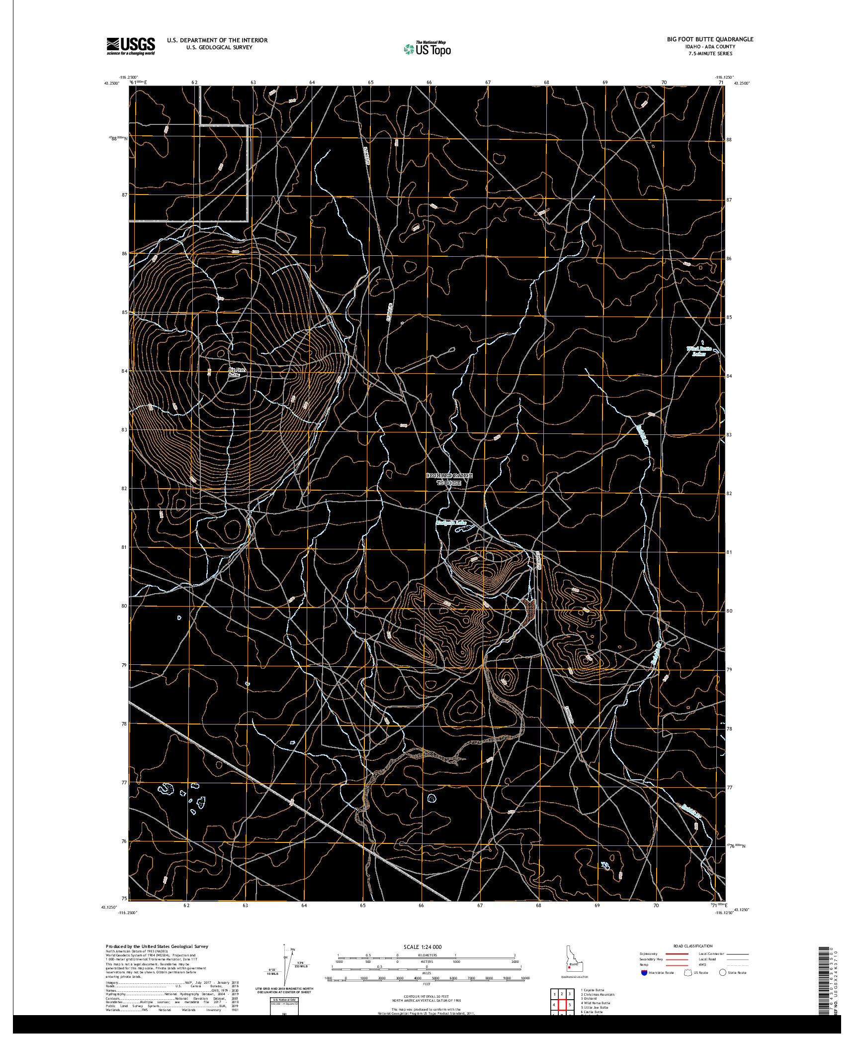 USGS US TOPO 7.5-MINUTE MAP FOR BIG FOOT BUTTE, ID 2020