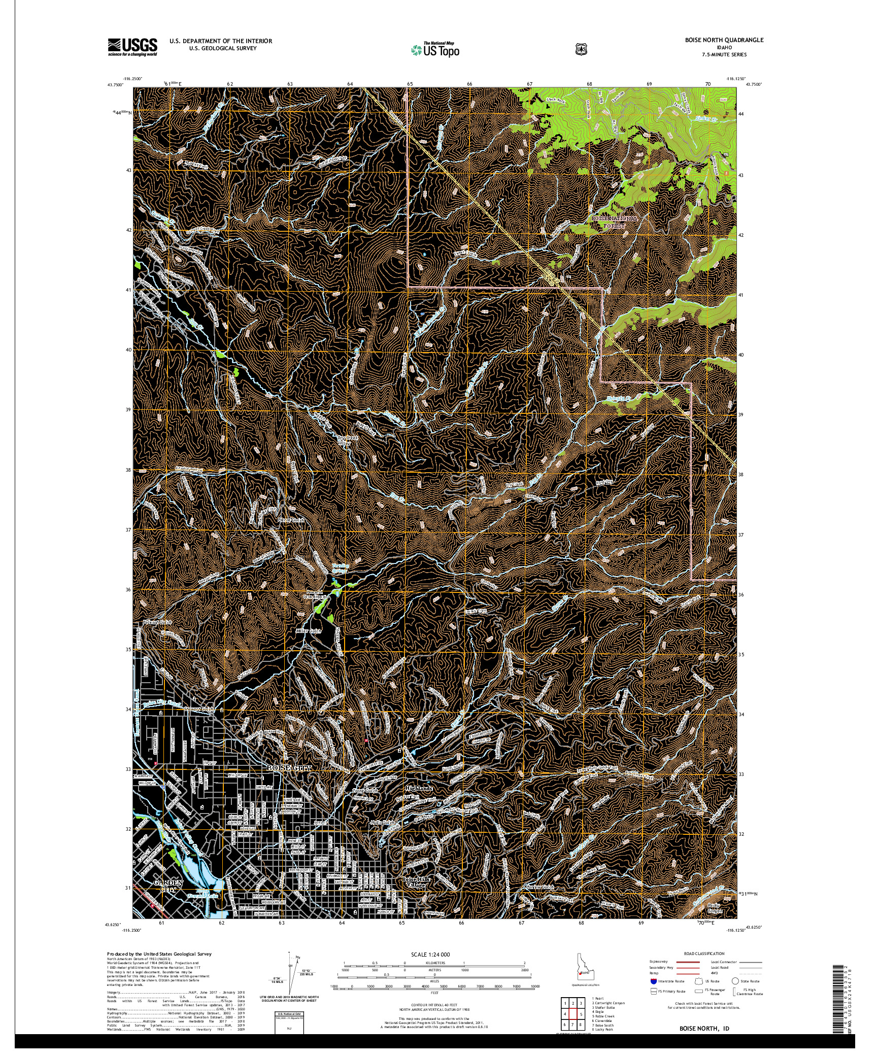 USGS US TOPO 7.5-MINUTE MAP FOR BOISE NORTH, ID 2020