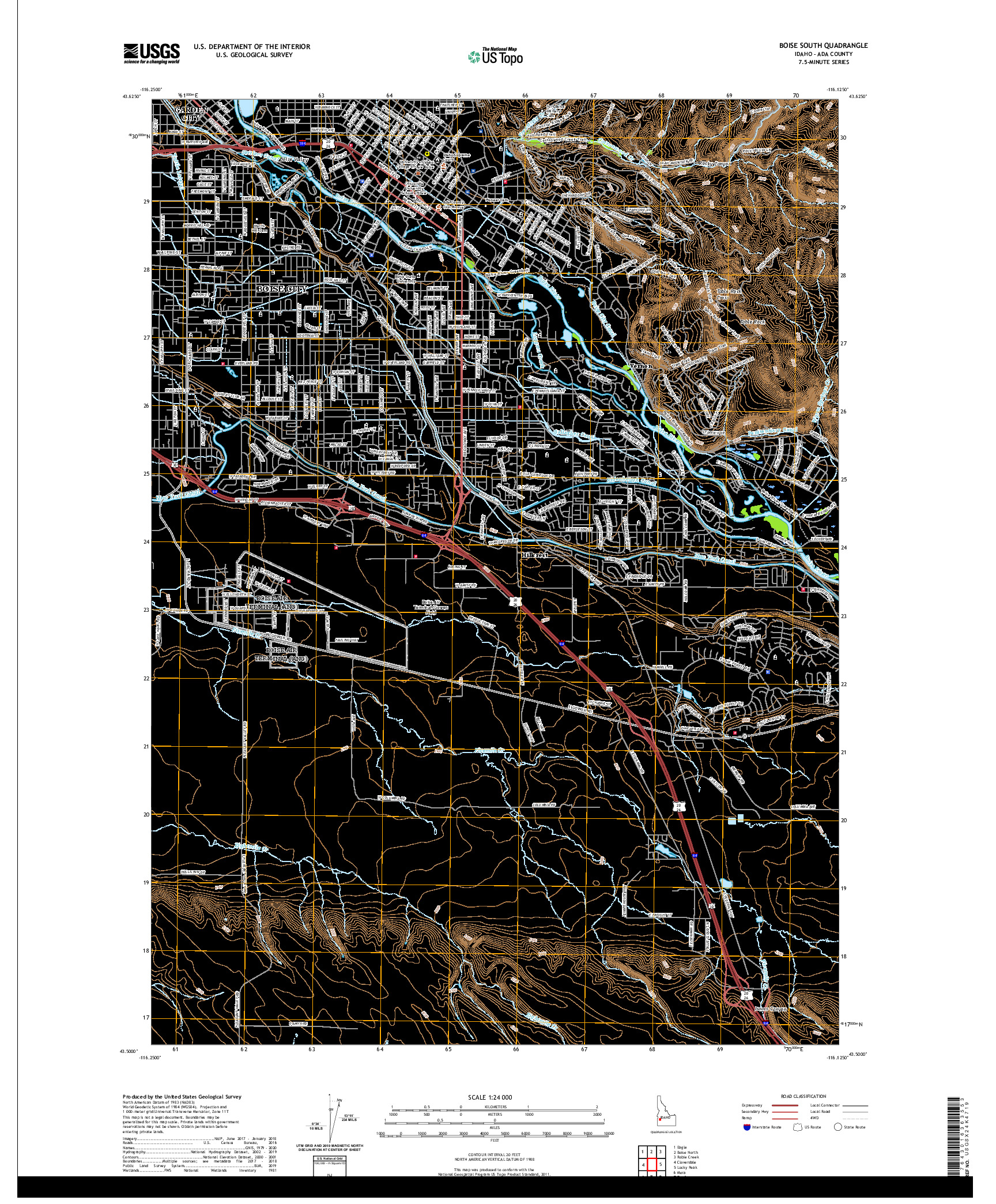 USGS US TOPO 7.5-MINUTE MAP FOR BOISE SOUTH, ID 2020