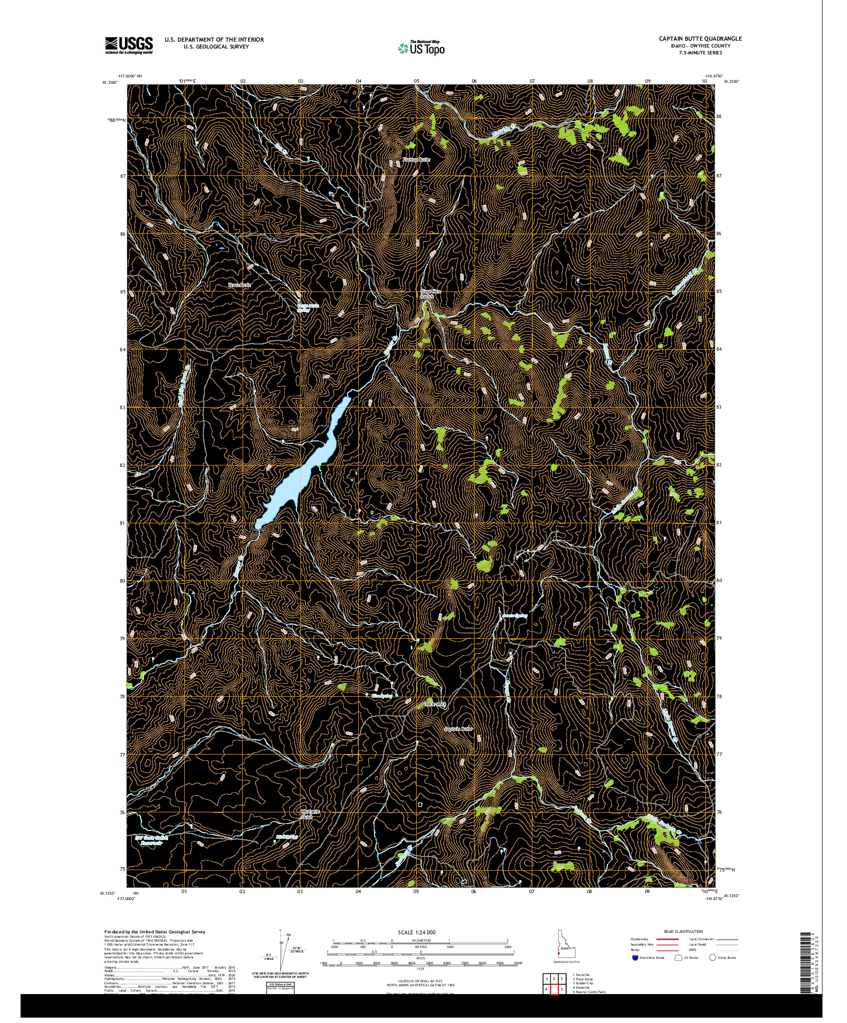 USGS US TOPO 7.5-MINUTE MAP FOR CAPTAIN BUTTE, ID 2020